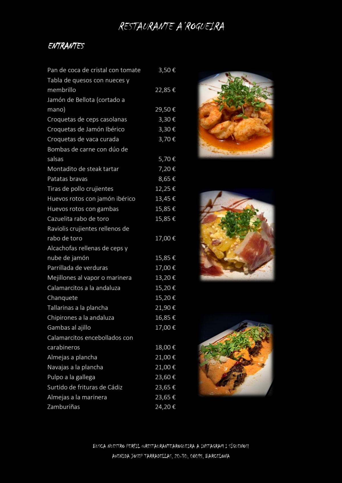 Arogueira menu