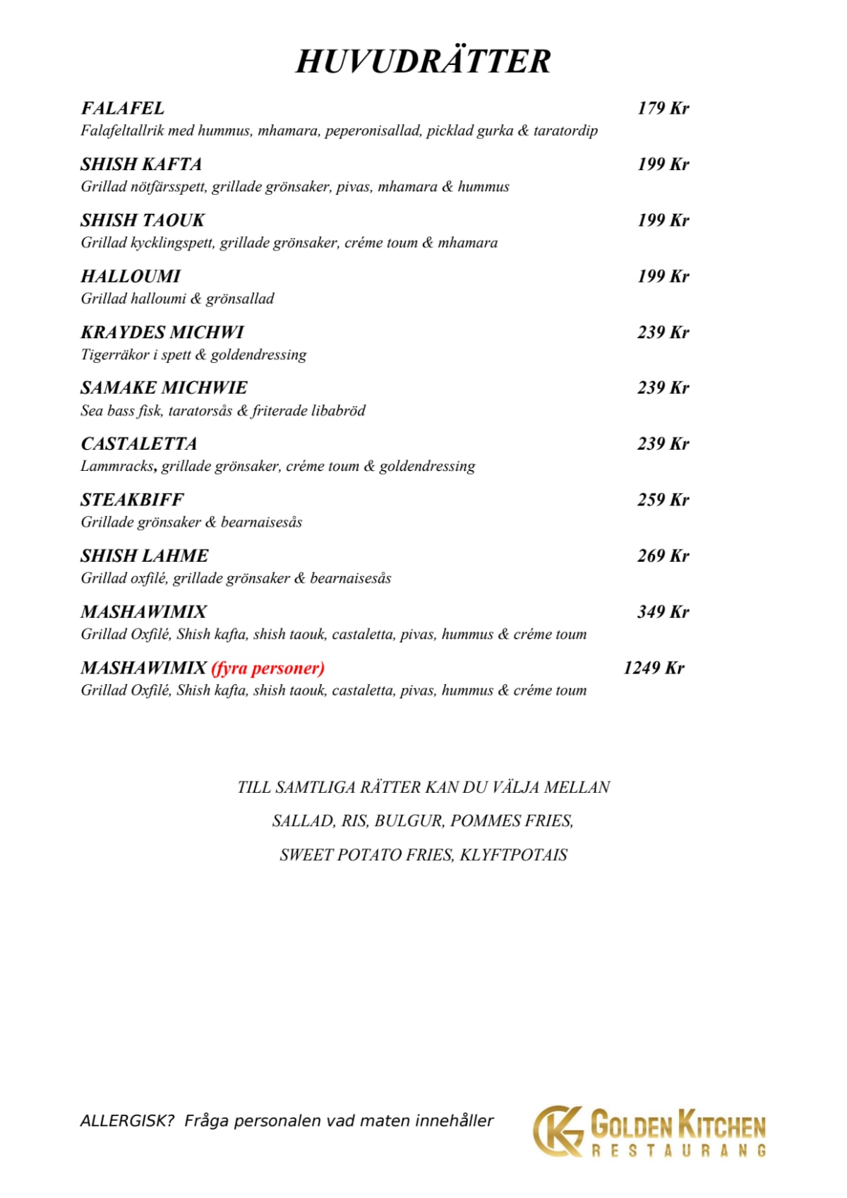 Menus 2024 Golden Kitchen in Sp nga TheFork