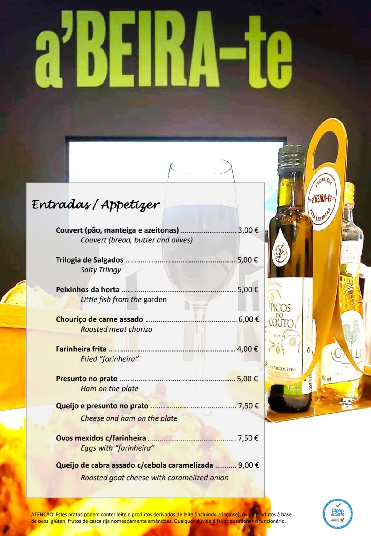 A'Beira-te menu