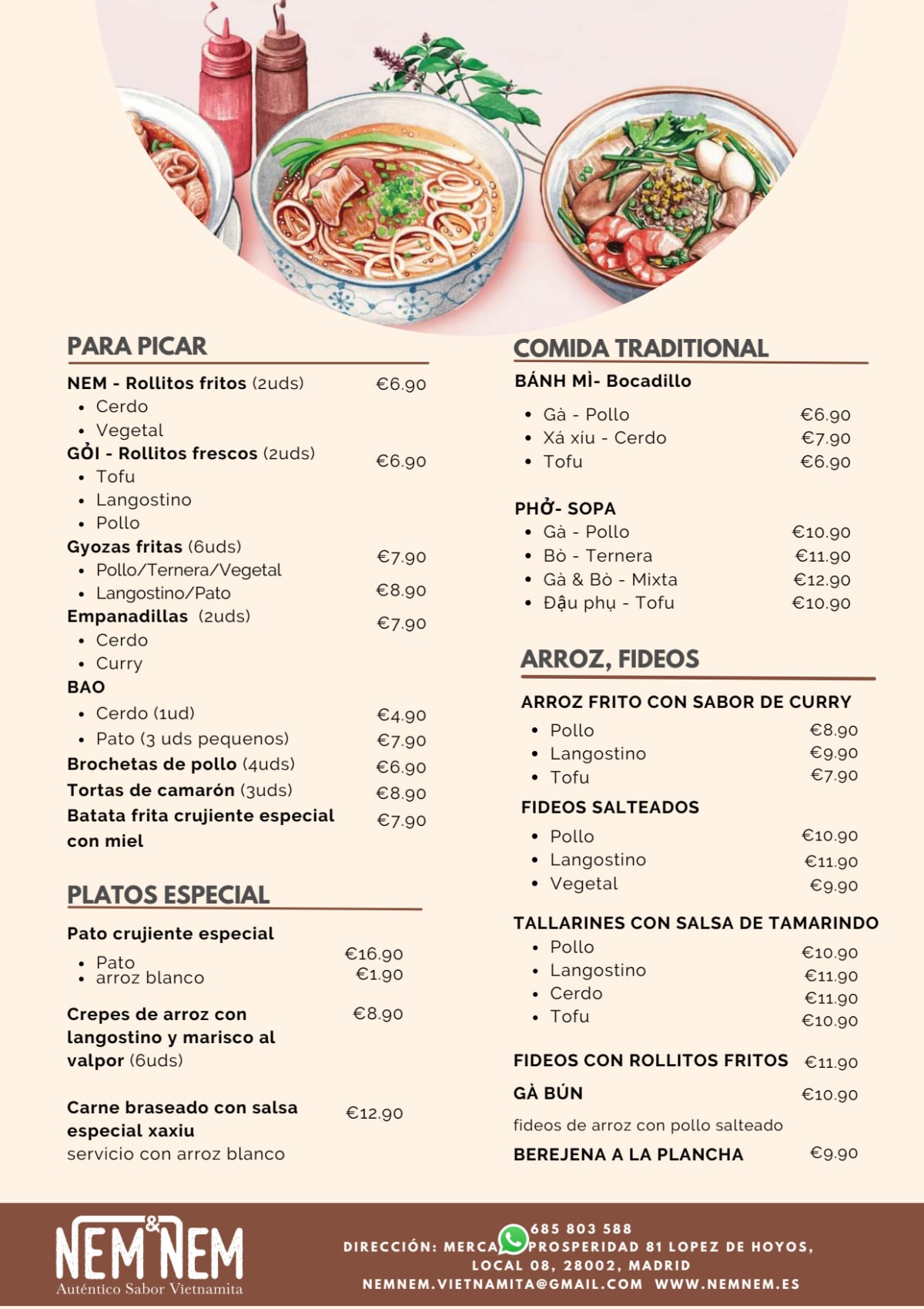 NEM NEM - Auténtico Sabor Vietnamita menu