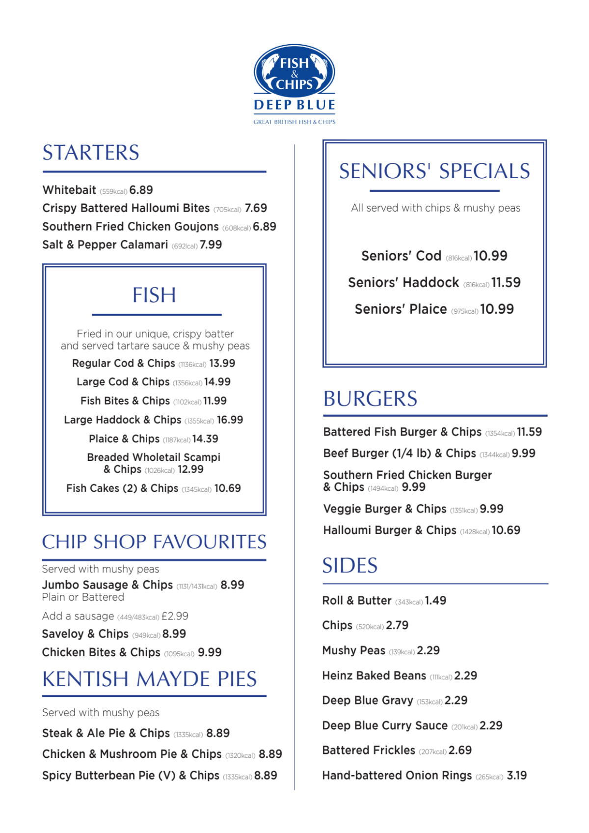 Menus 2024 Deep Blue Oxted in Oxted TheFork