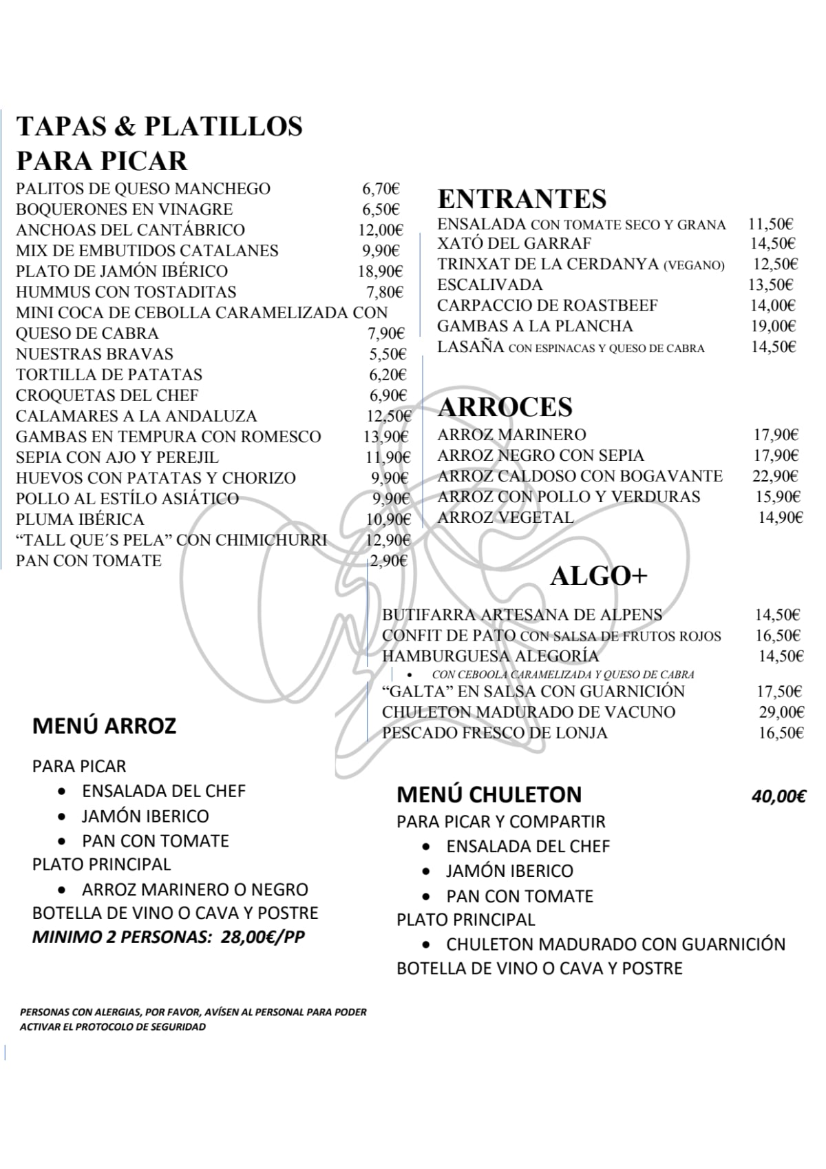 Alegoría menu