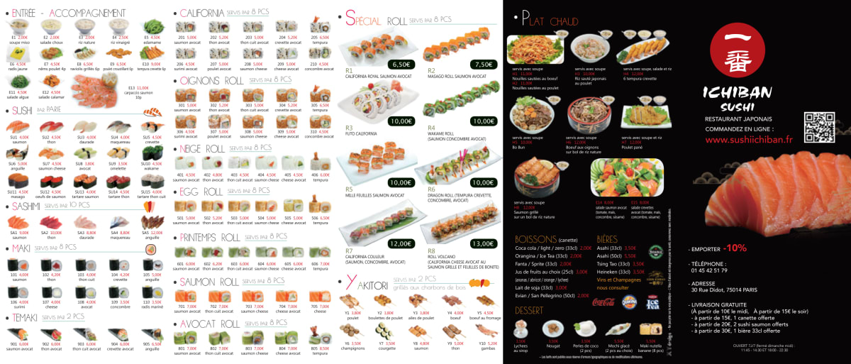 Menu 2024 Ichiban Sushi in Paris TheFork