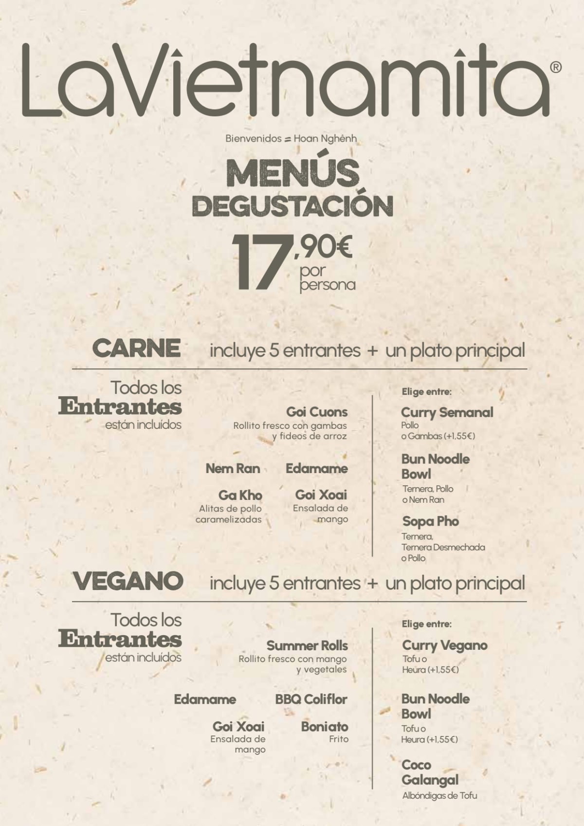 La Vietnamita Gracia menu