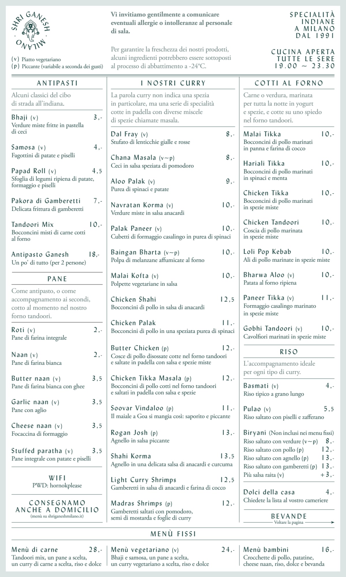 Shri Ganesh menu