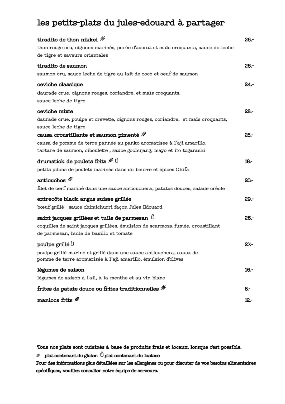 Jules-Edouard et Joy menu