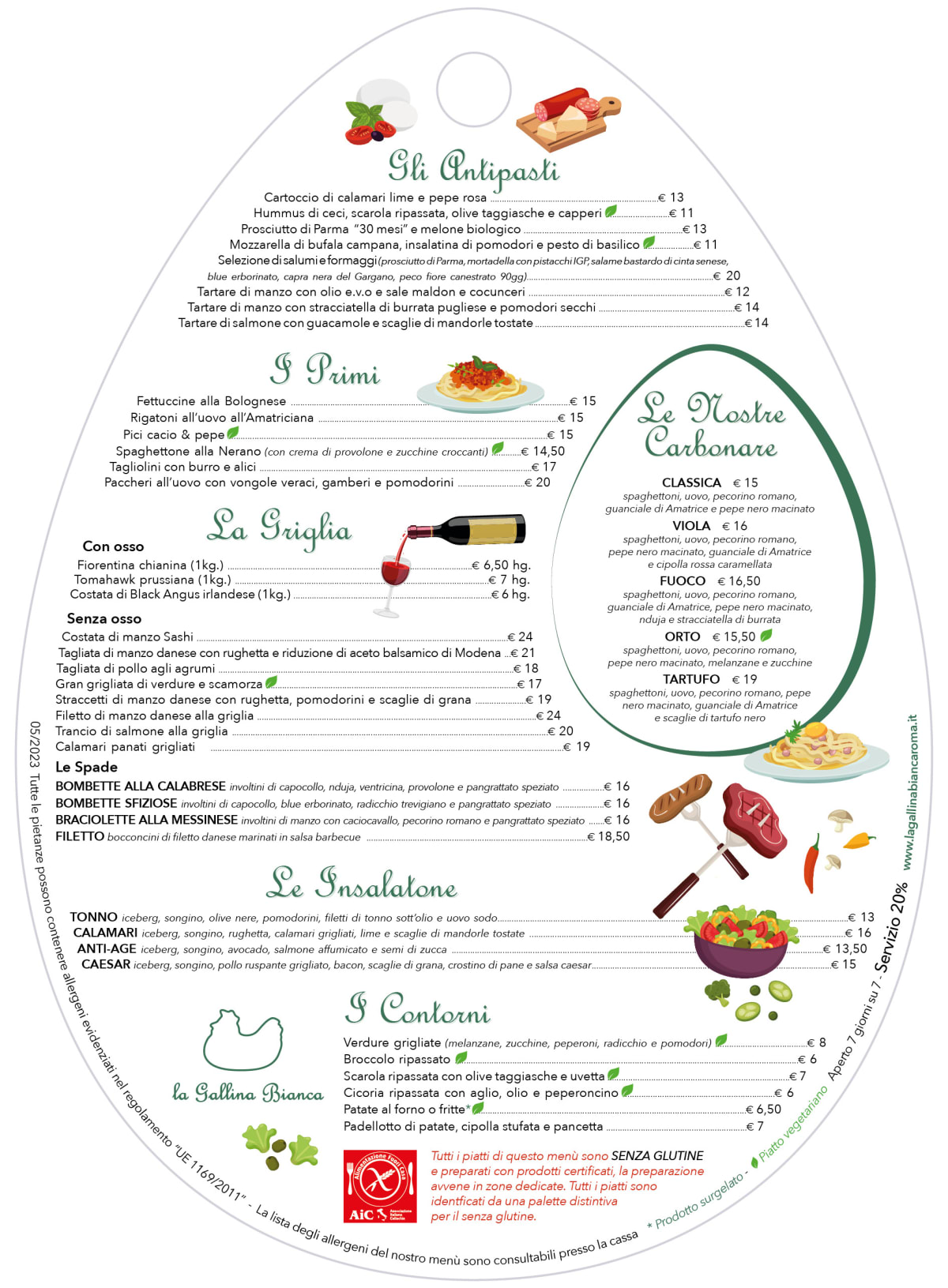 La Gallina Bianca menu