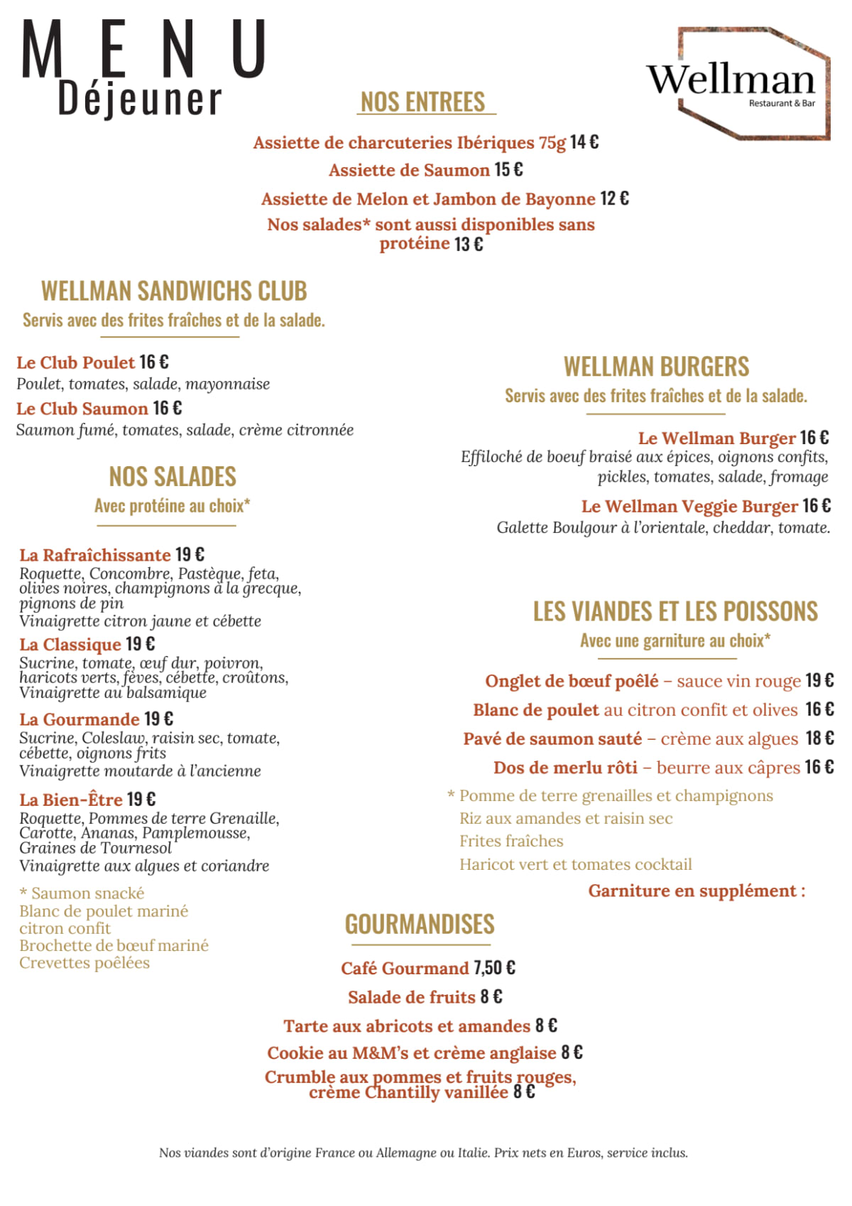 Carte et Menus 2023 Wellman Restaurant à Bordeaux TheFork