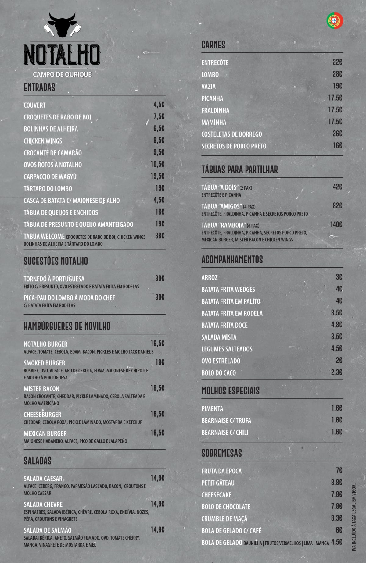 NoTalho - Campo de Ourique menu