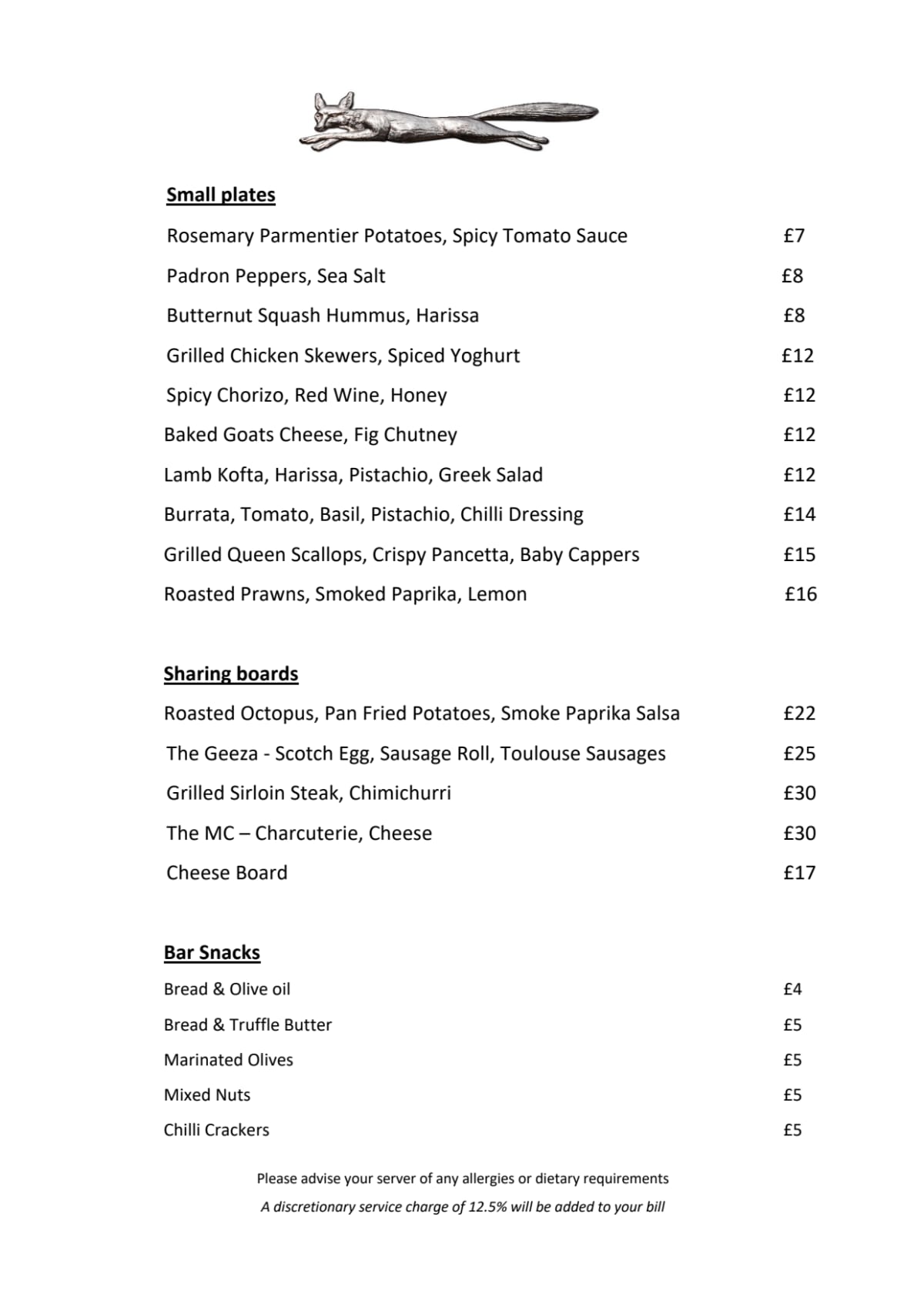 Menus 2023 Fox Fine Wine & Spirits in London TheFork