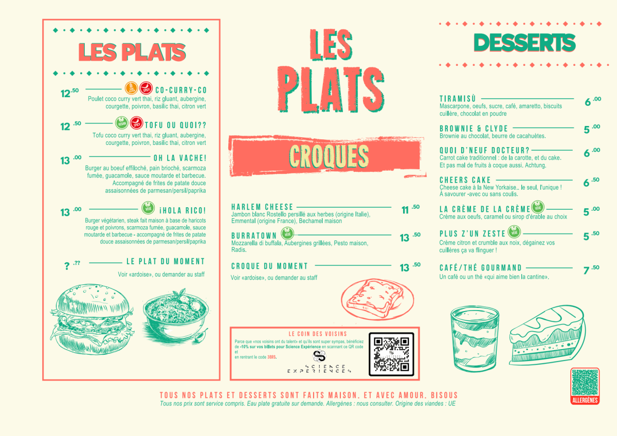 Le 3 Bis menu