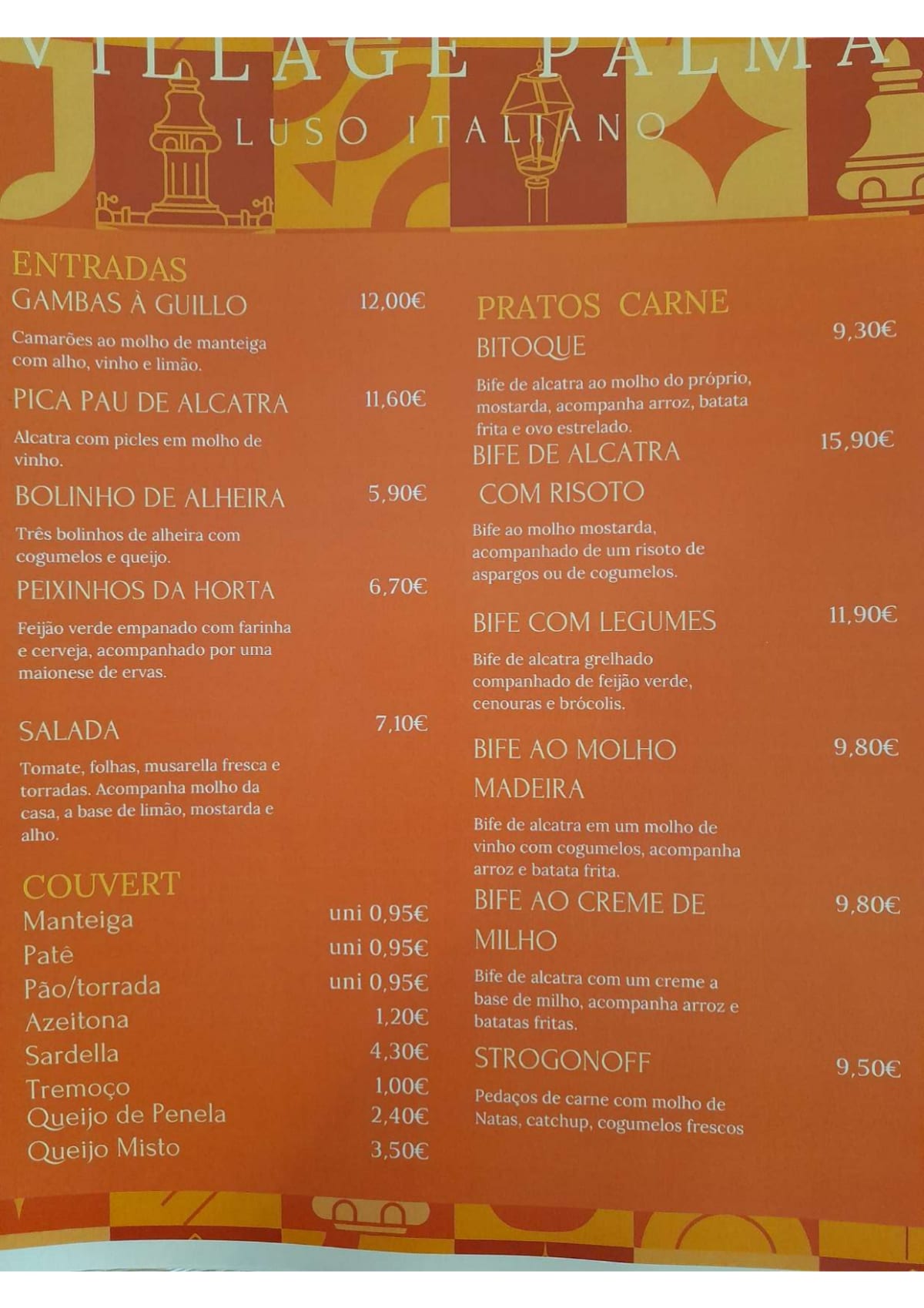 Village Palma menu