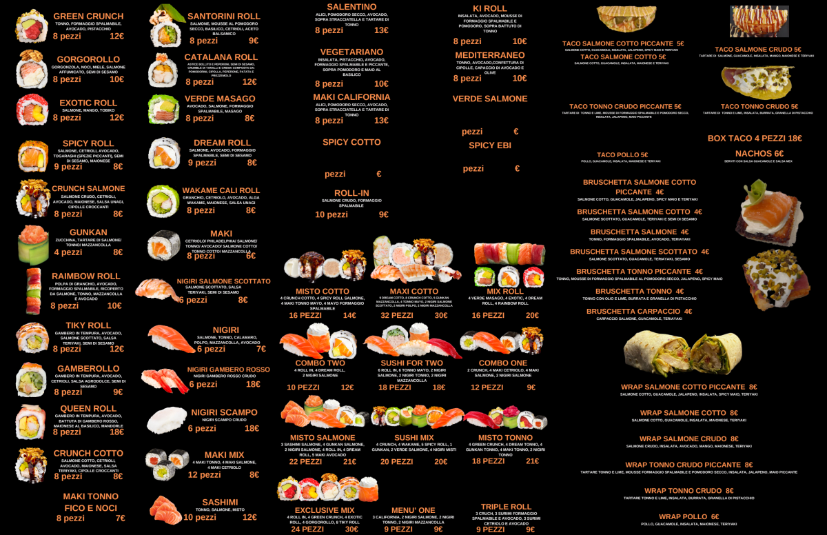 Carte et Menus 2024 Crudo sushi & fish prenestina à Rome TheFork