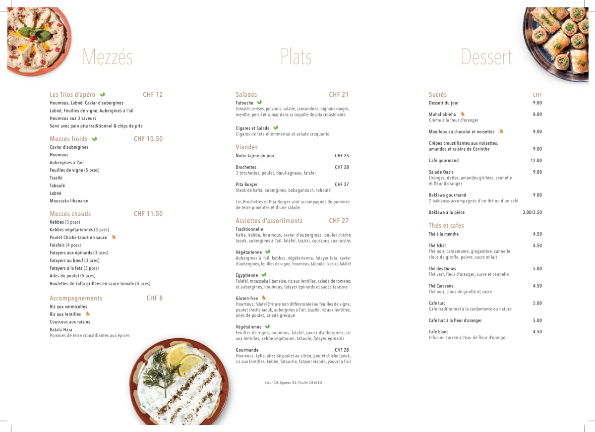 La Caravane Passe - Genève menu