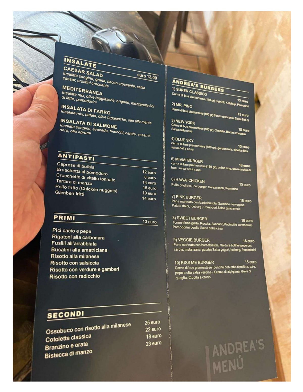 Andrea's Bistrot de Milan menu