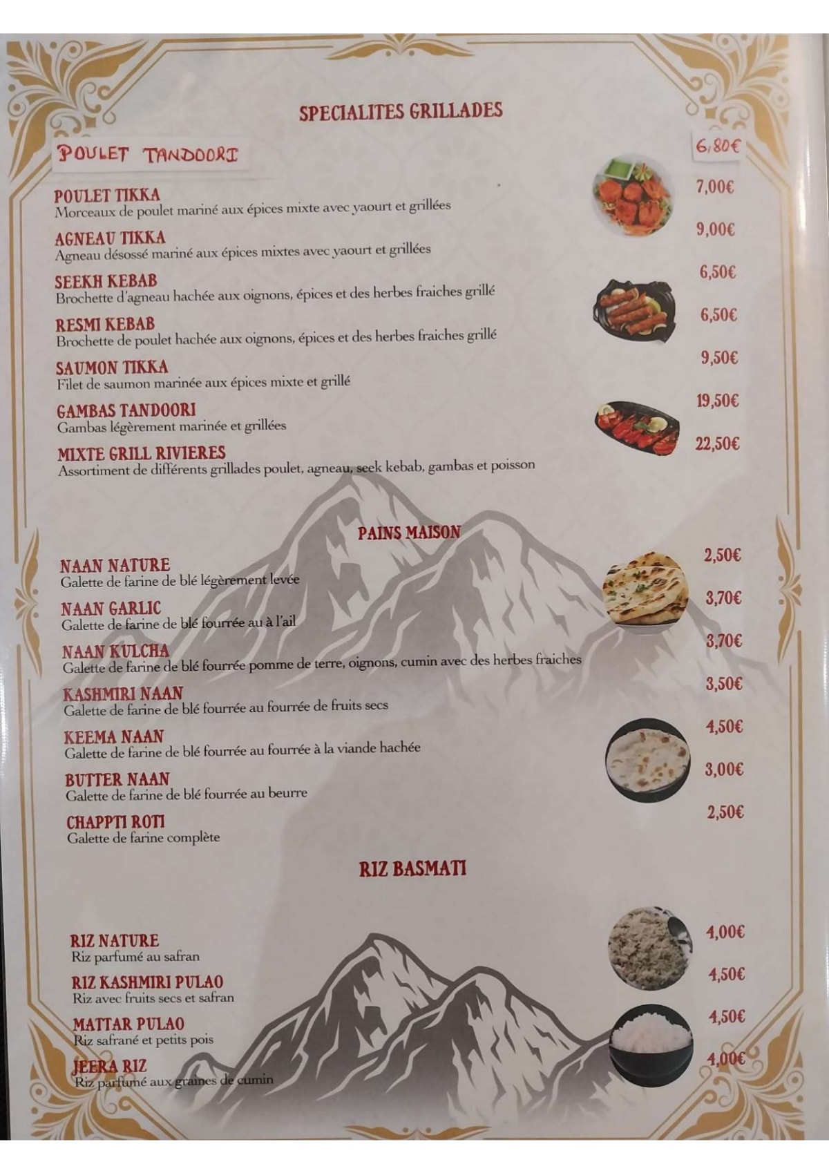 Rivières d'Himalaya menu