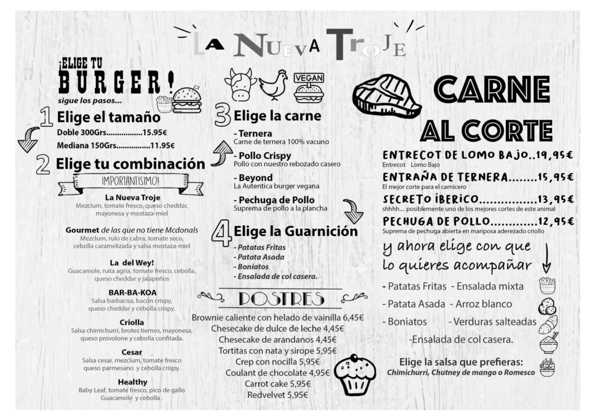 La Nueva Troje menu