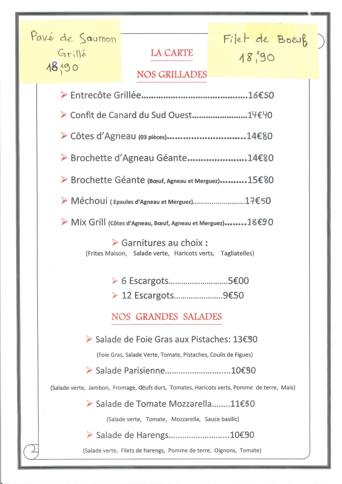 Au Petit Village menu