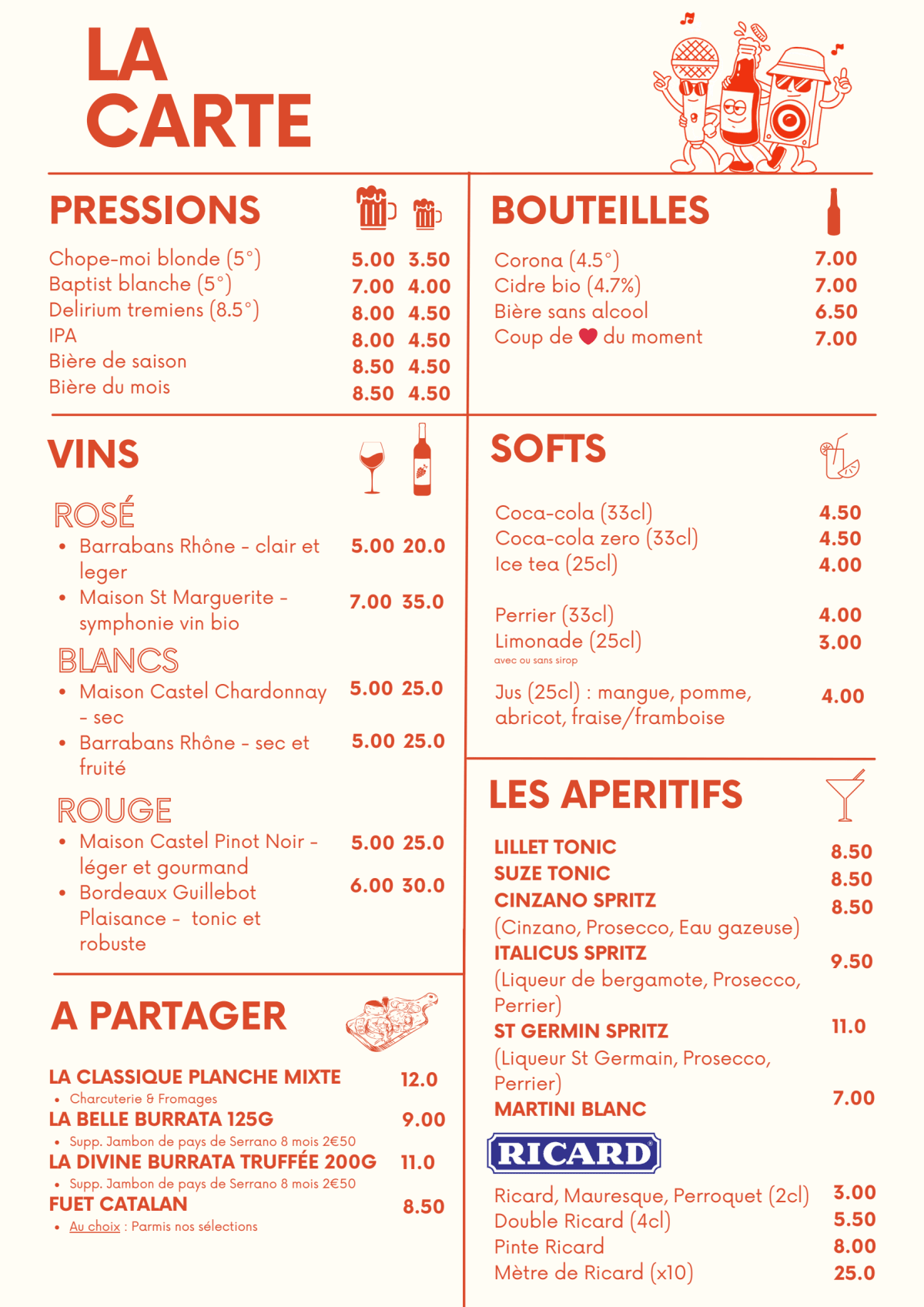 Chope-Moi Pigalle menu