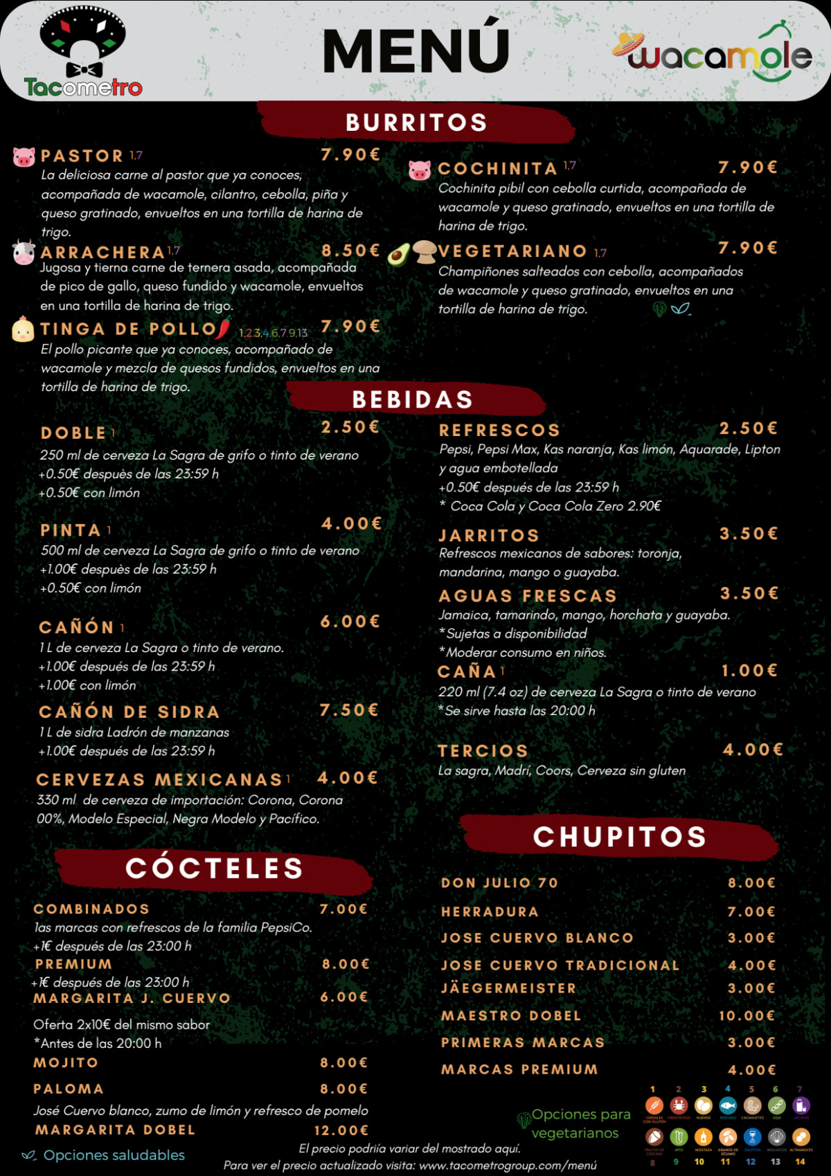 Wacamole - Caballero de Gracia menu