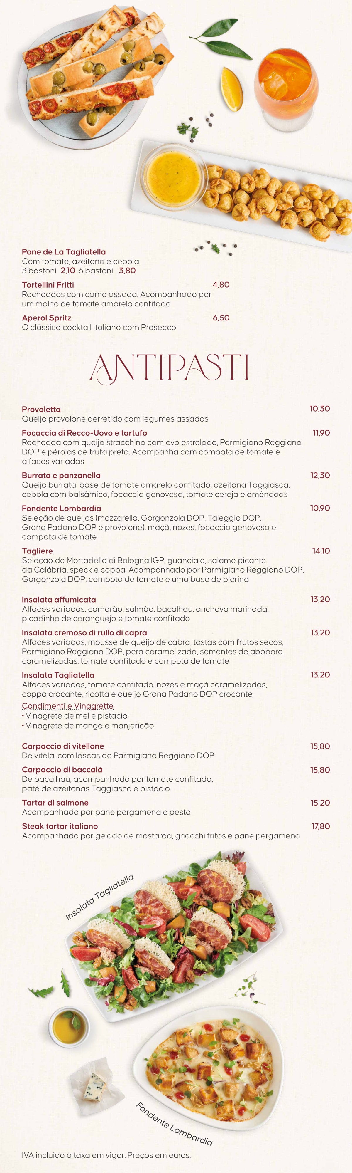 La Tagliatella - Lisboa Parque das Naçoes menu