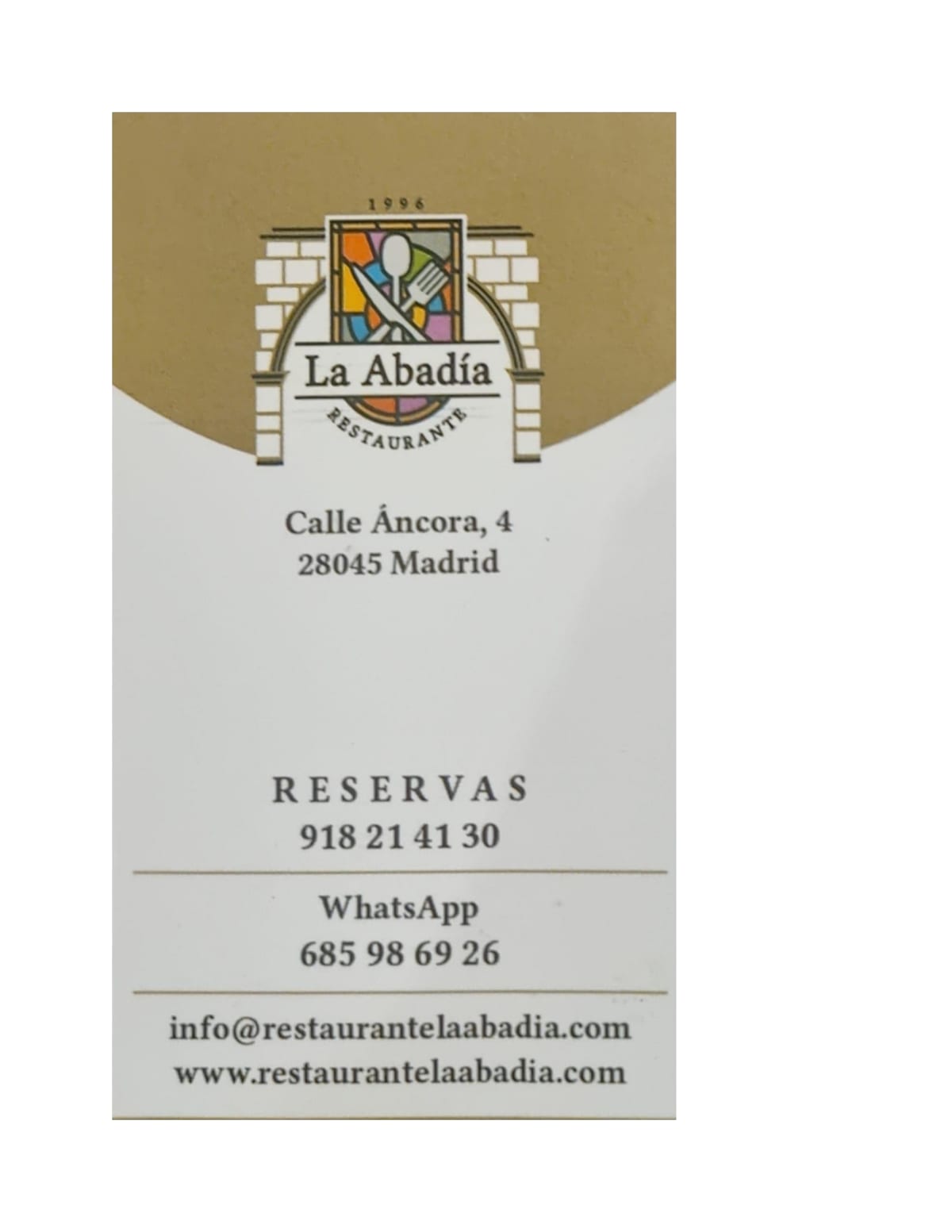 La Abadia menu