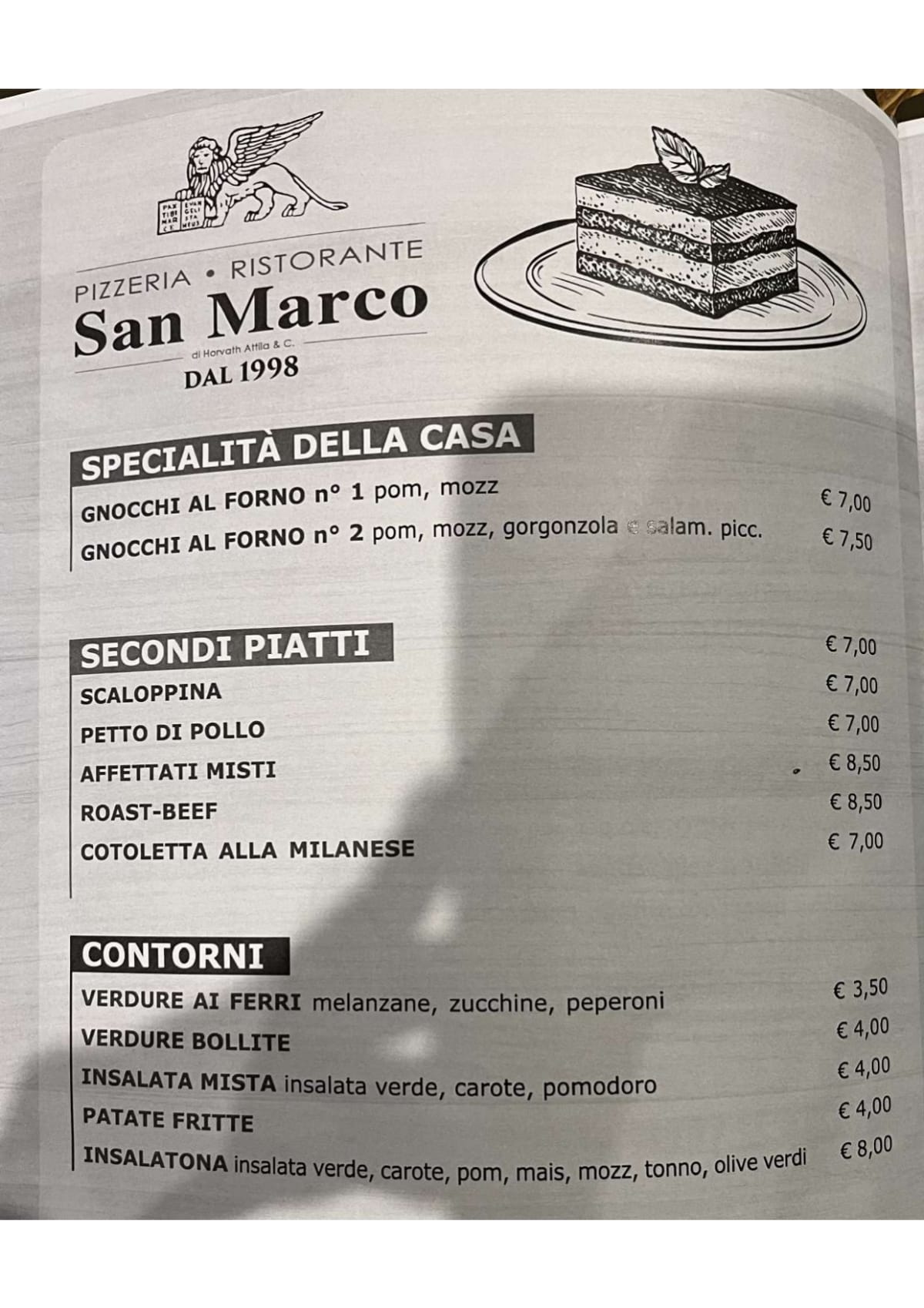 Carte et Menus 2024 Pizzeria San Marco à Piazzola Sul Brenta TheFork