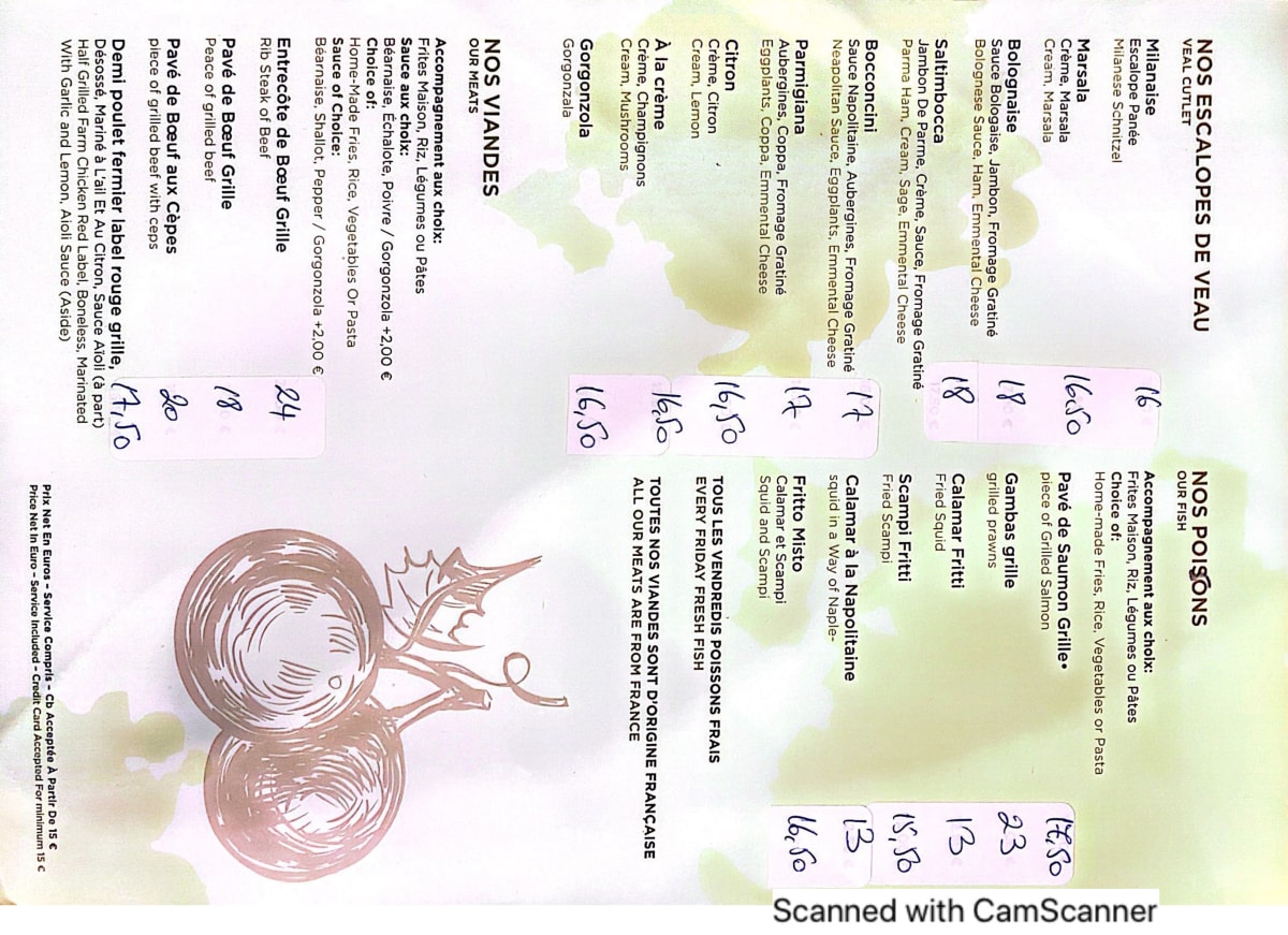 Carte et Menus 2024 Pane e Vino à Clichy TheFork