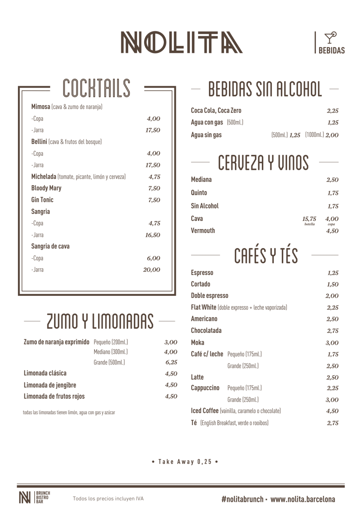 Nolita menu