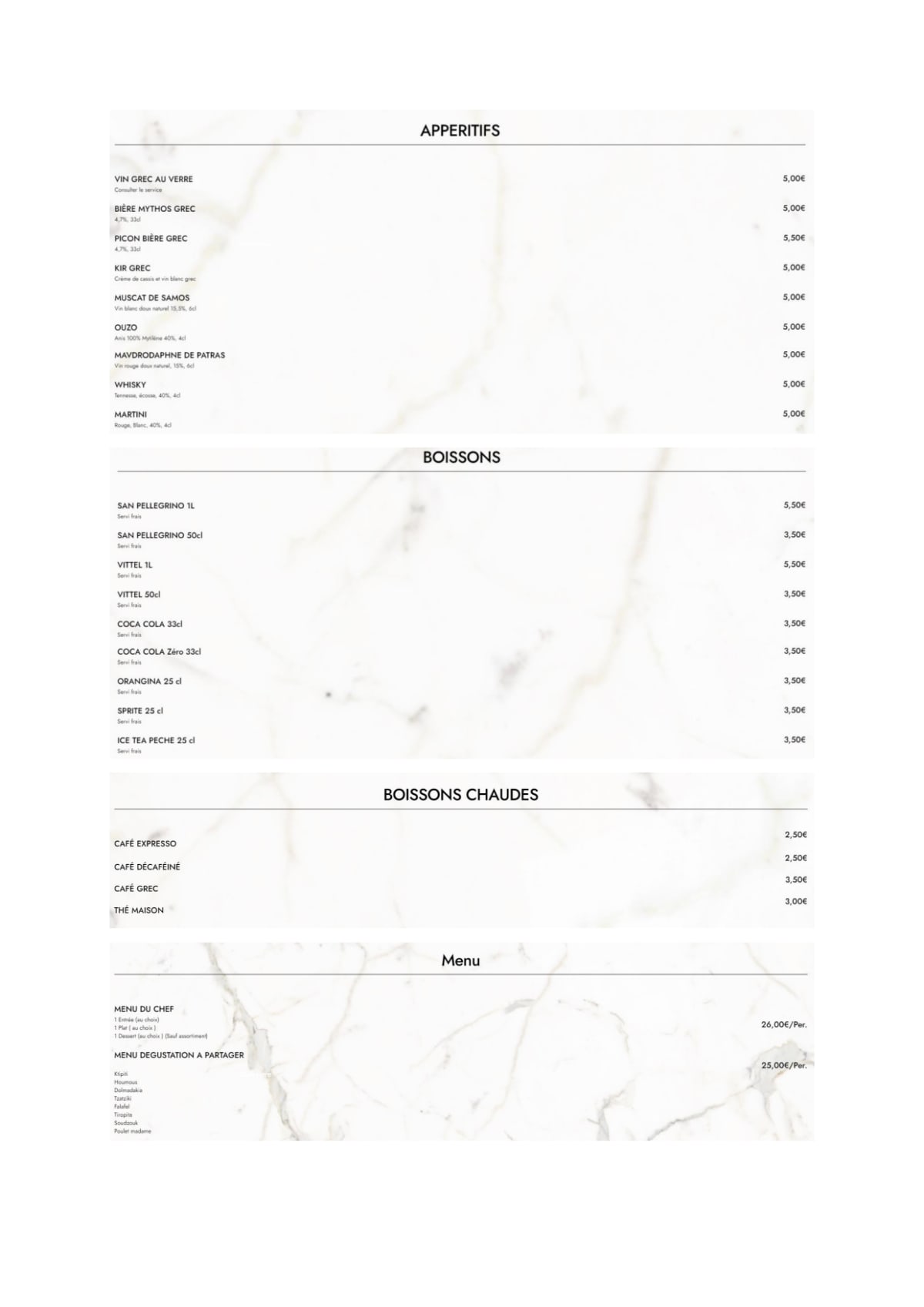 Carte et Menus 2024 MINOS à Nancy TheFork