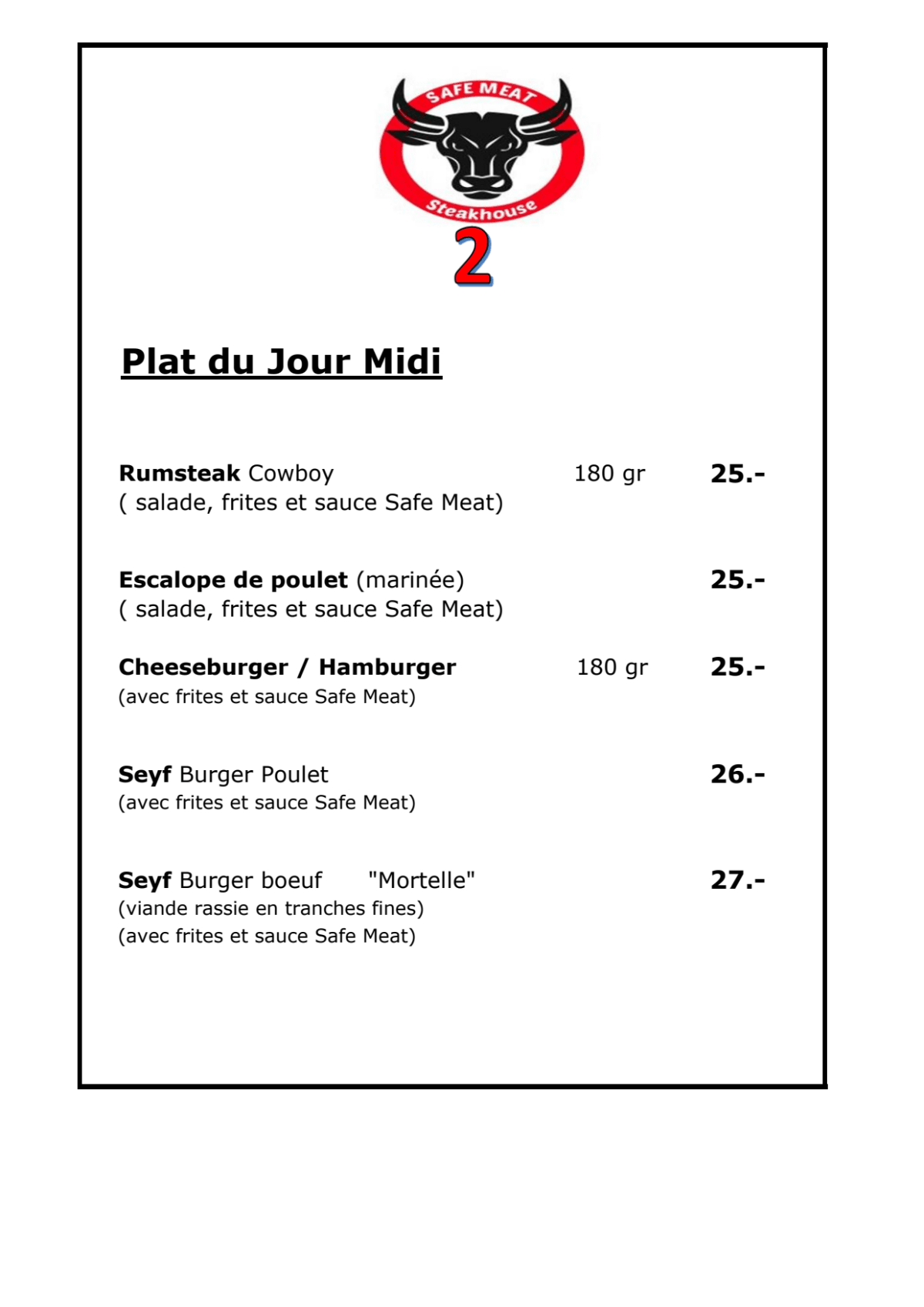 Safemeat Steakhouse 2 - Navigation menu