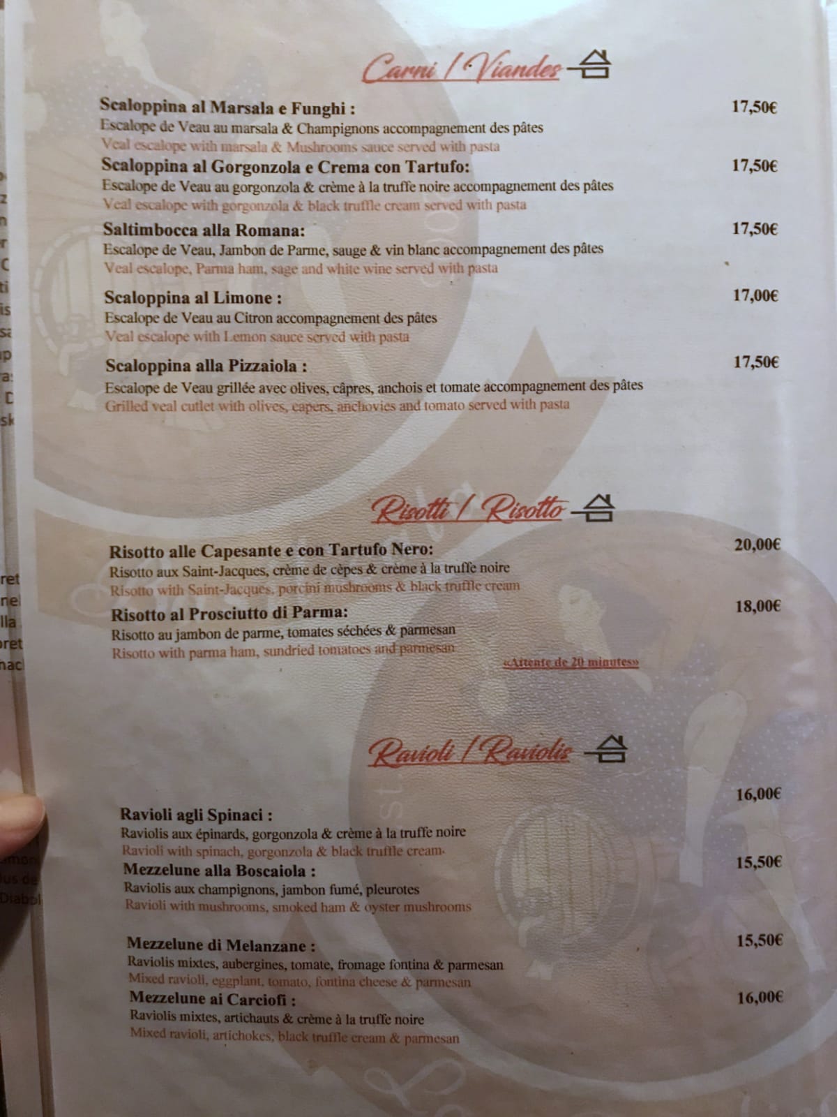 La Basilicata Alésia menu