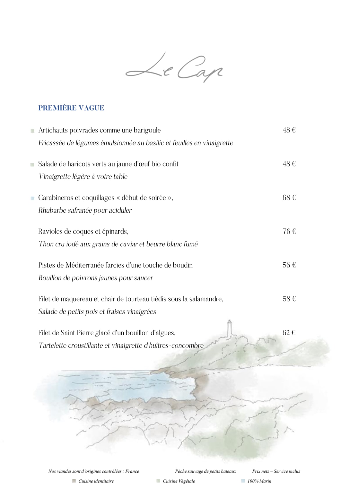 Carta y menù 2022 Actualizados Le Cap, Grand Hôtel du Cap Ferrat, A