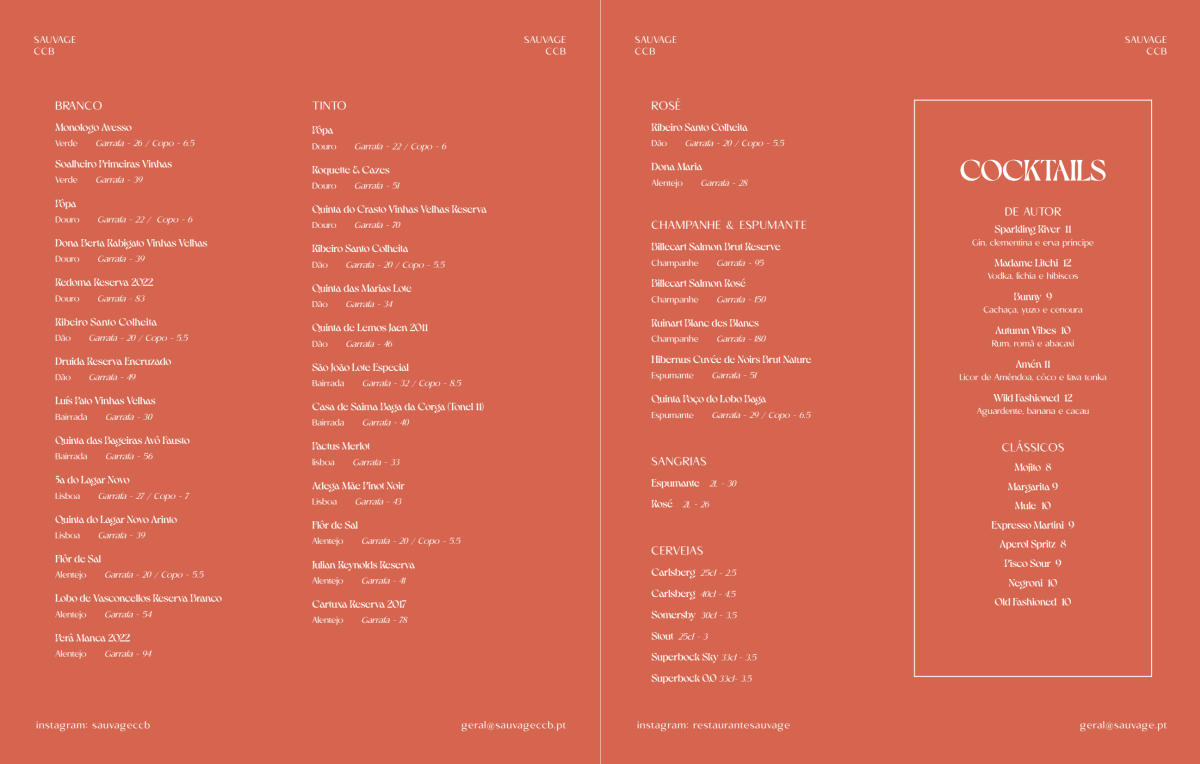 Sauvage CCB menu