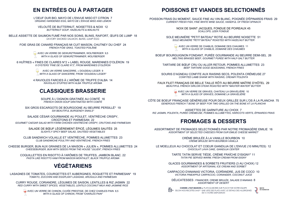 L'Envue menu