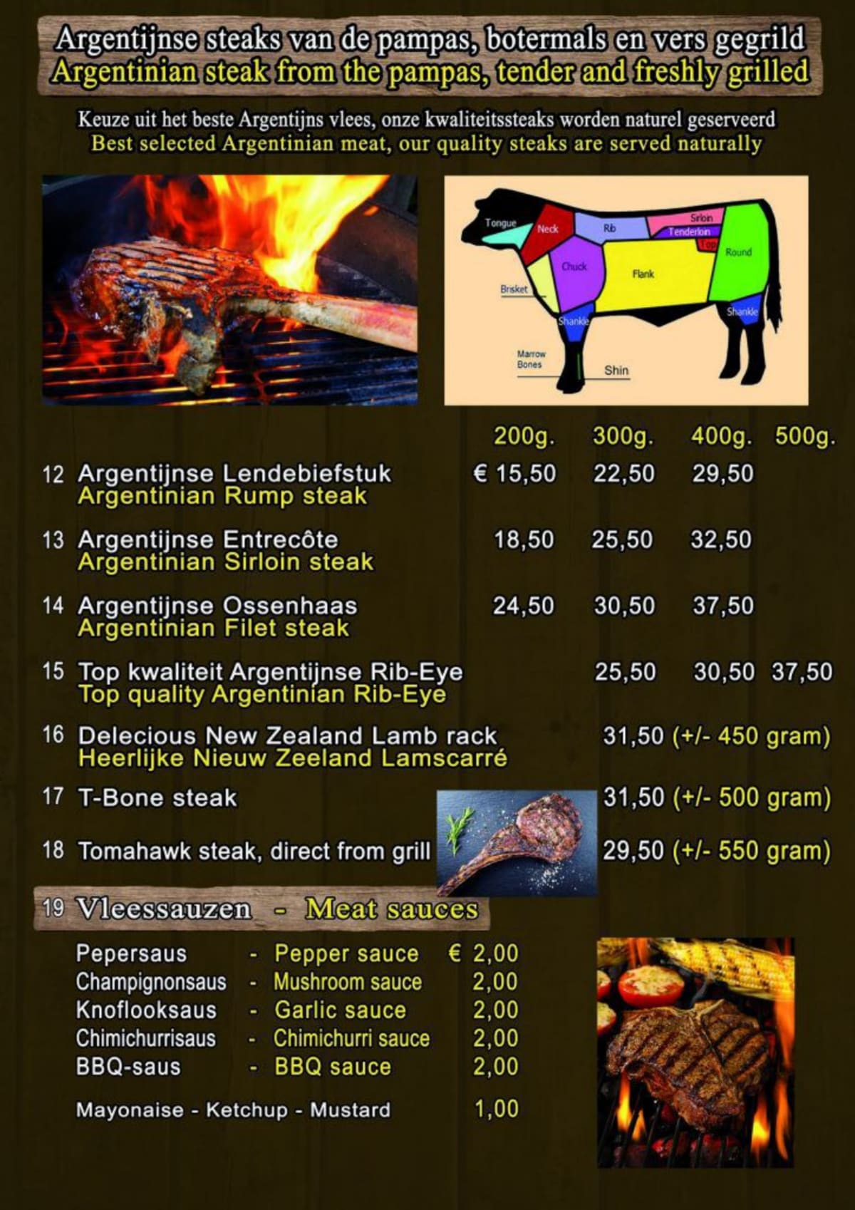 Buffalo Steakhouse menu