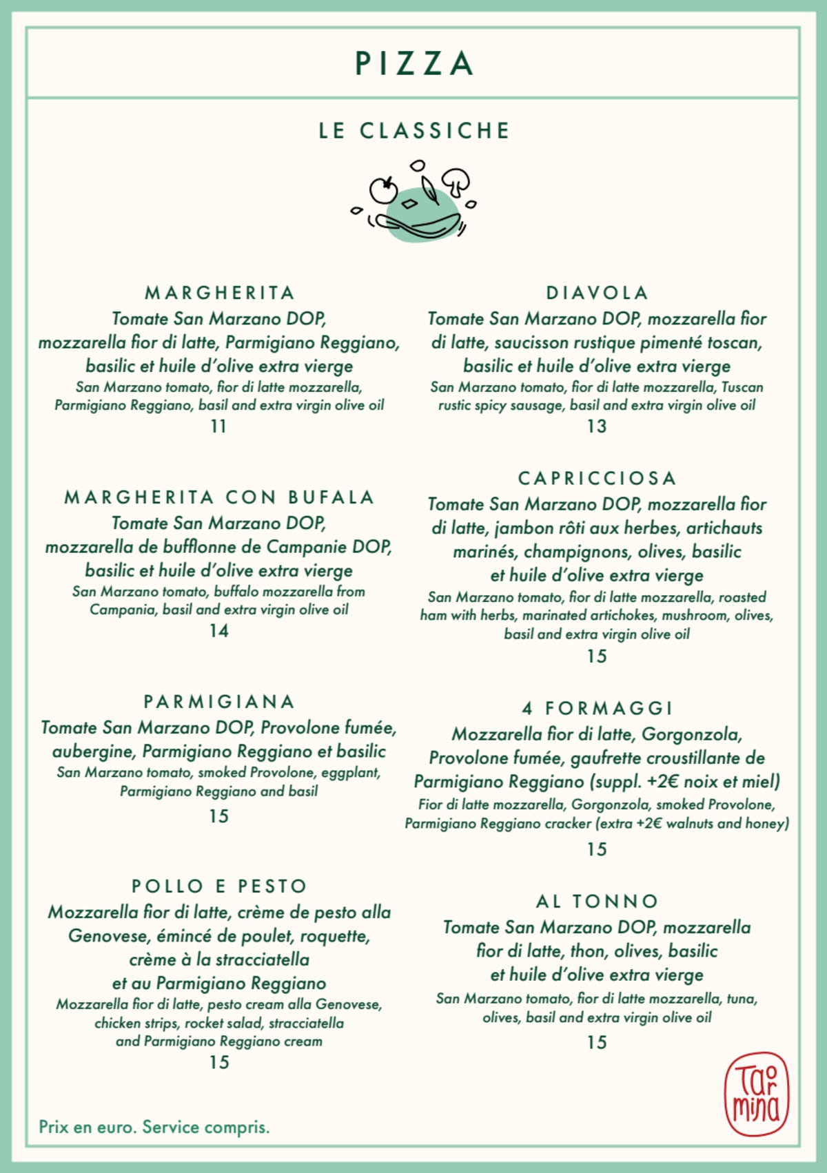 Taormina menu