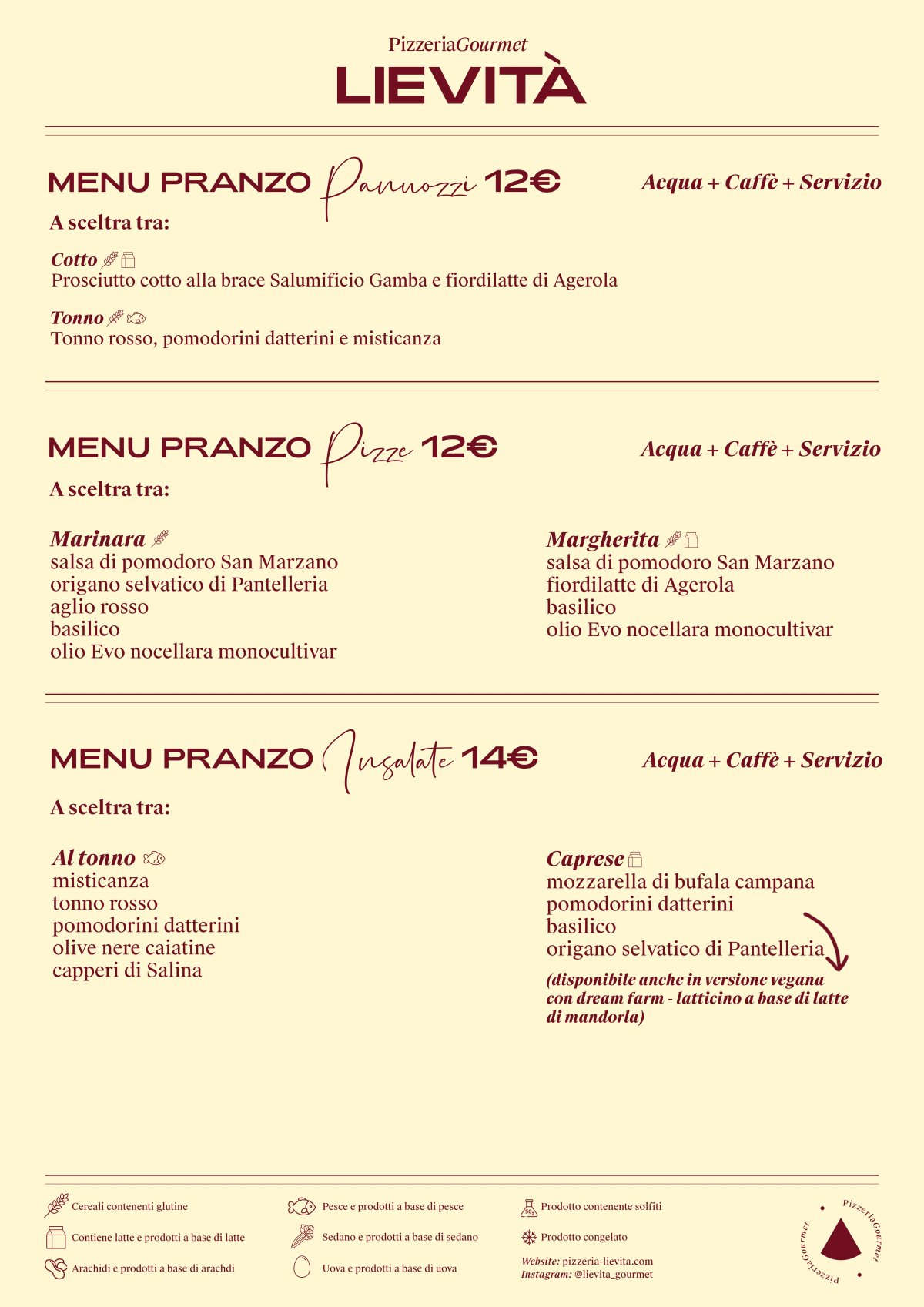 Lievità Moscova - Pizzeria Gourmet menu