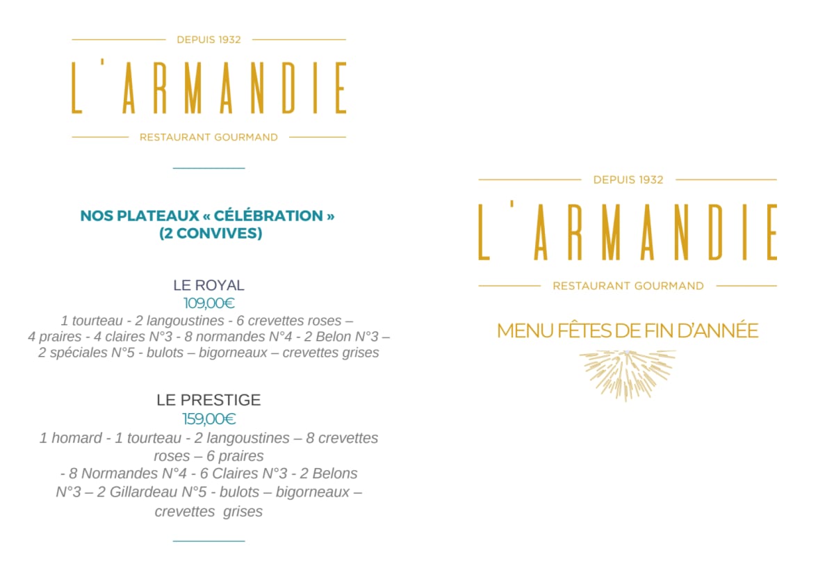 L'armandie menu