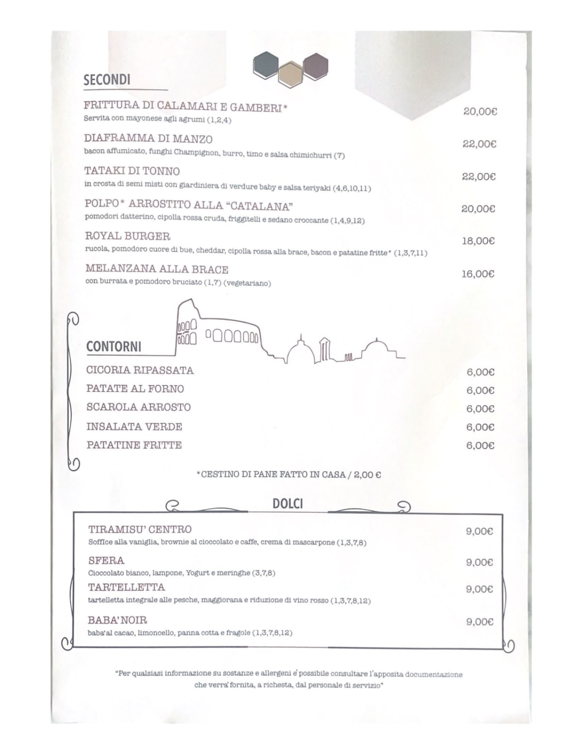 Centro Restaurant menu