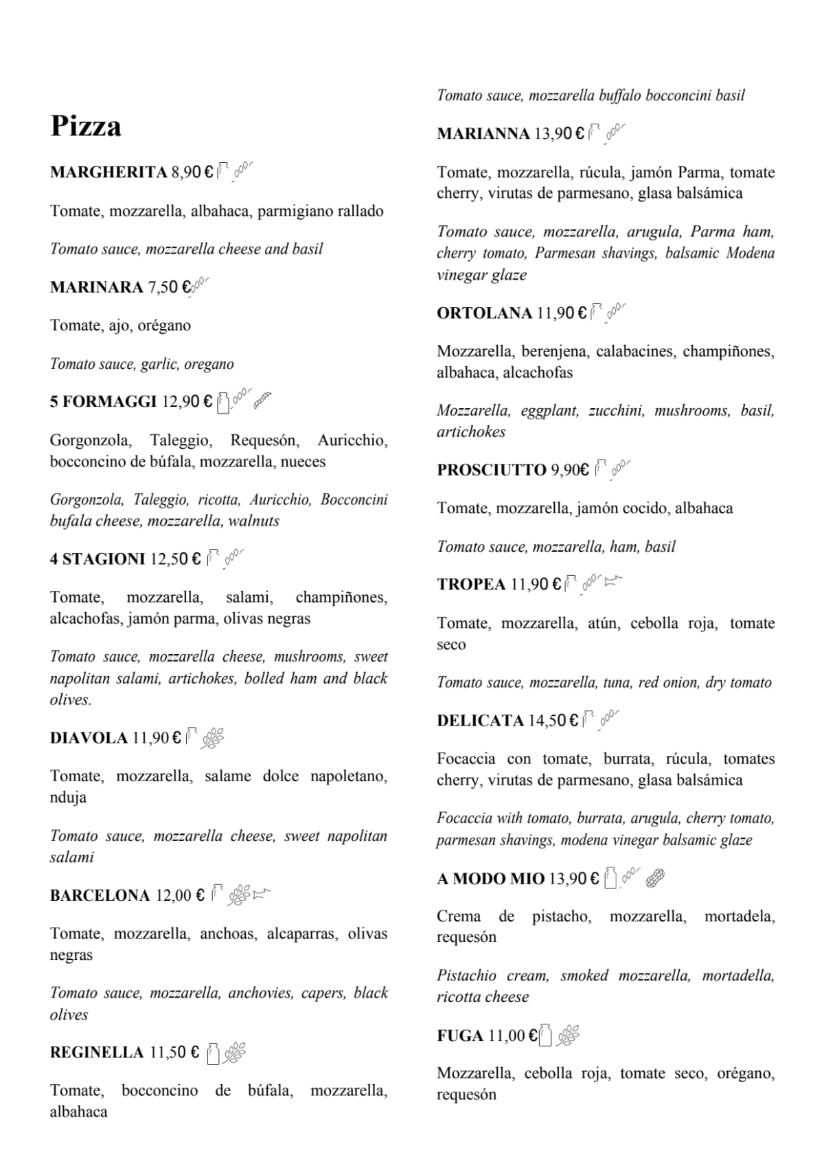 Benvenuti al sud menu