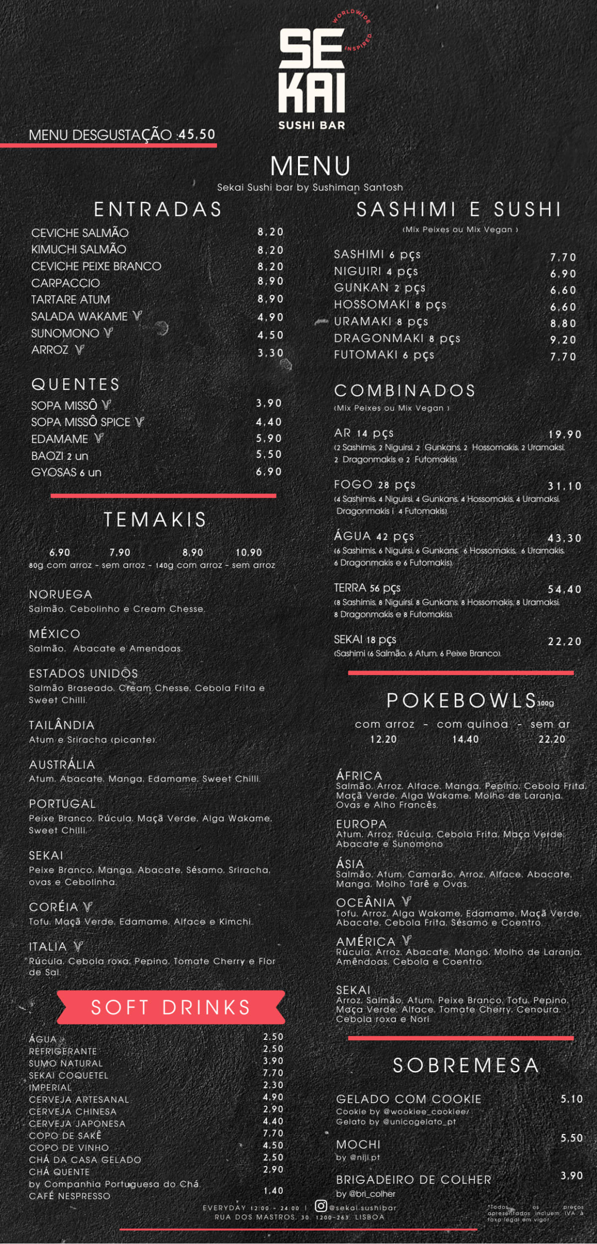 Sekai Sushi Bar menu