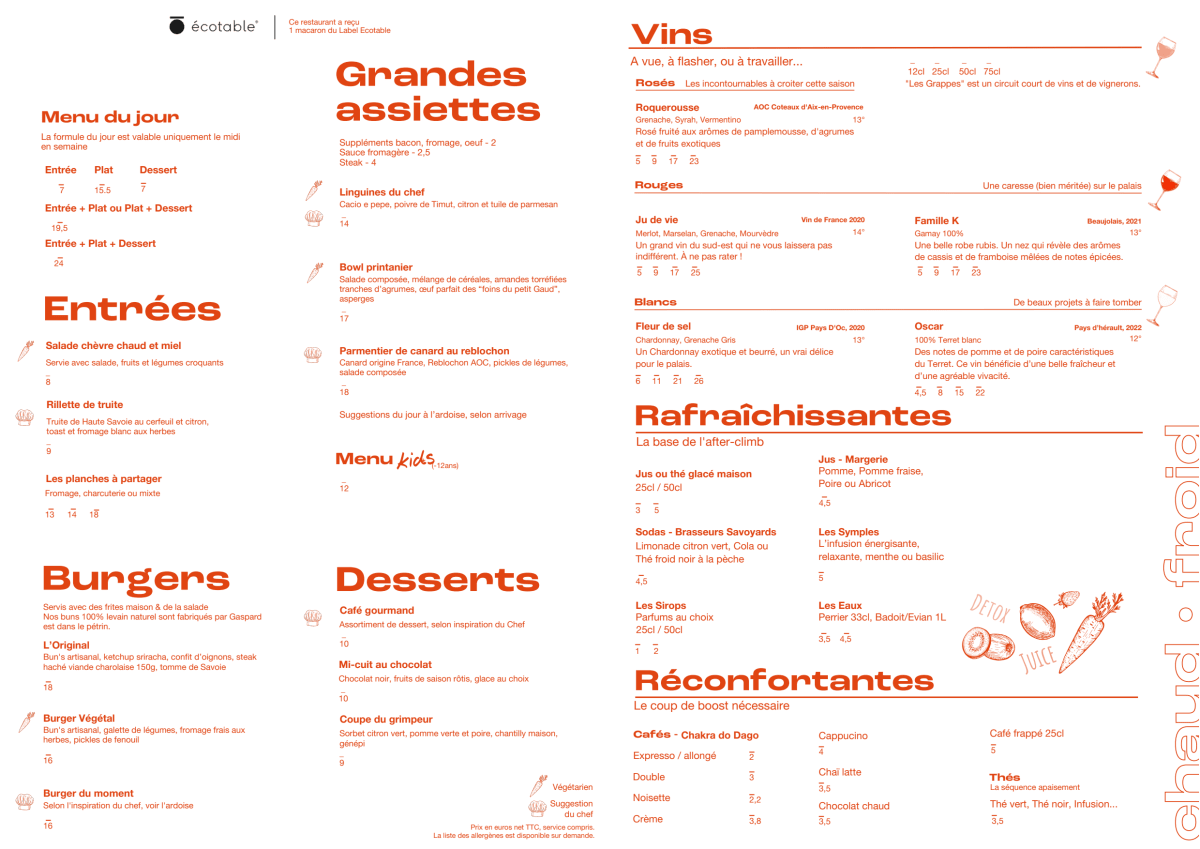 La Cantine Arkose Genevois menu