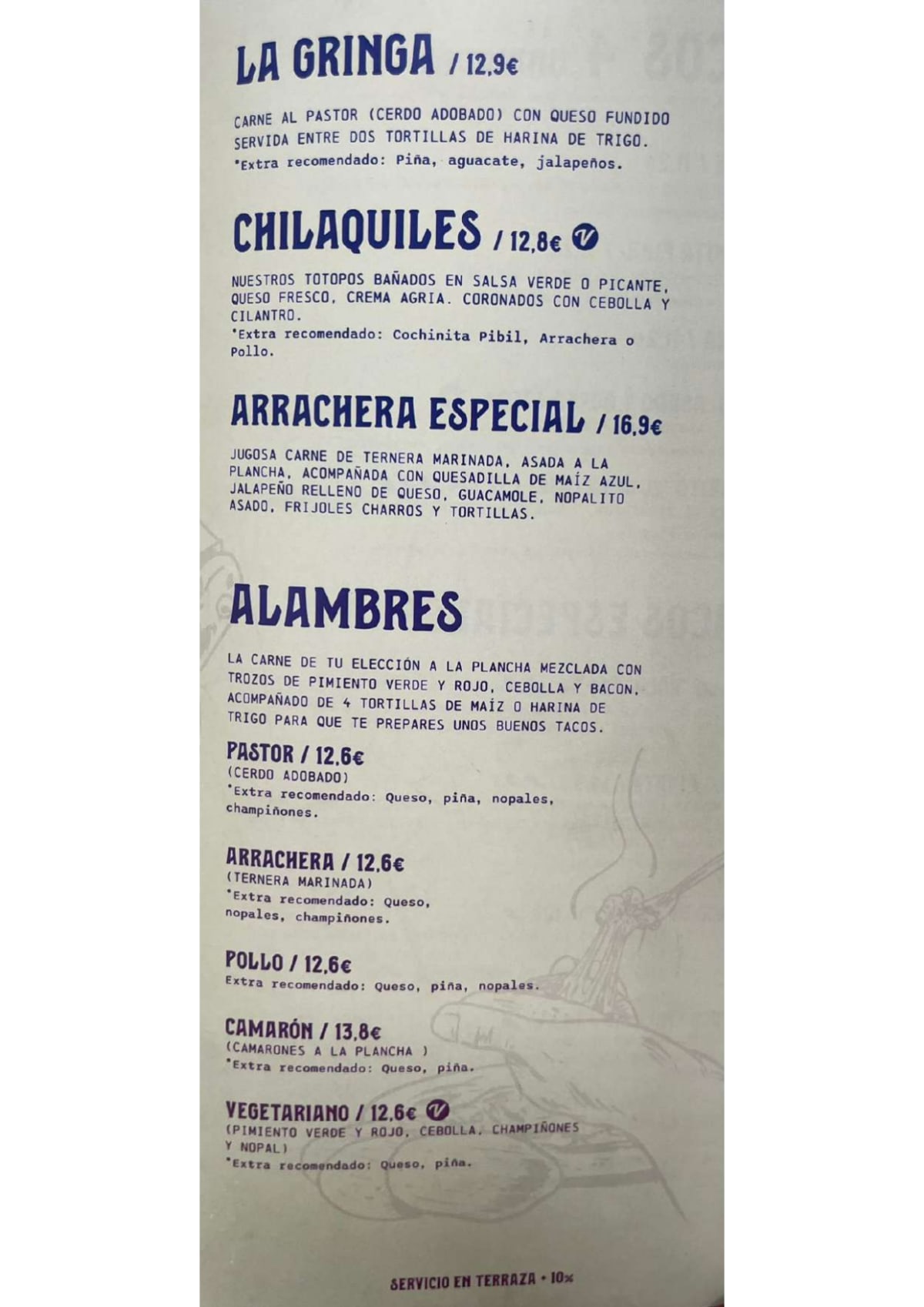 La Taquería - Les Corts menu