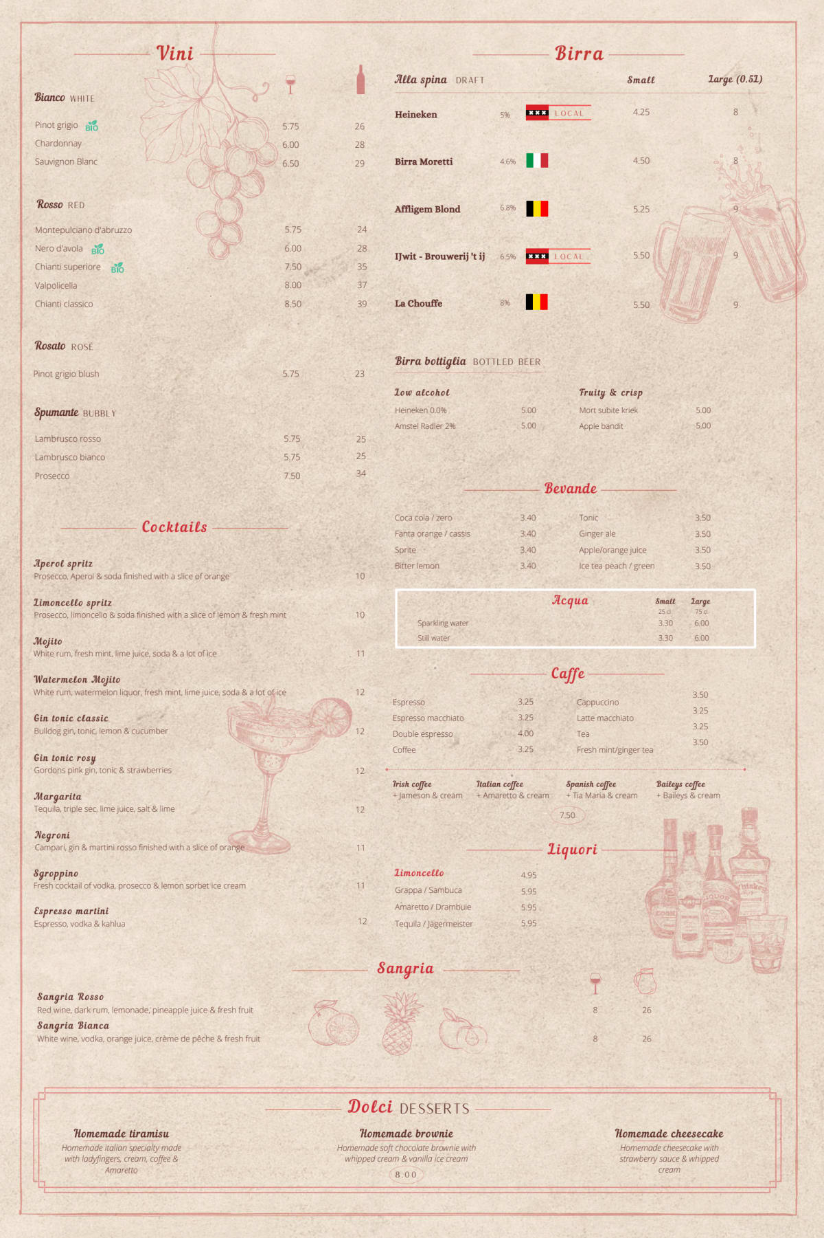 Verona Ristorante Italiano menu