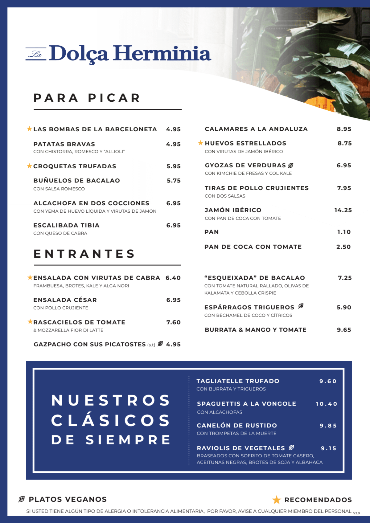 La Dolça Herminia menu