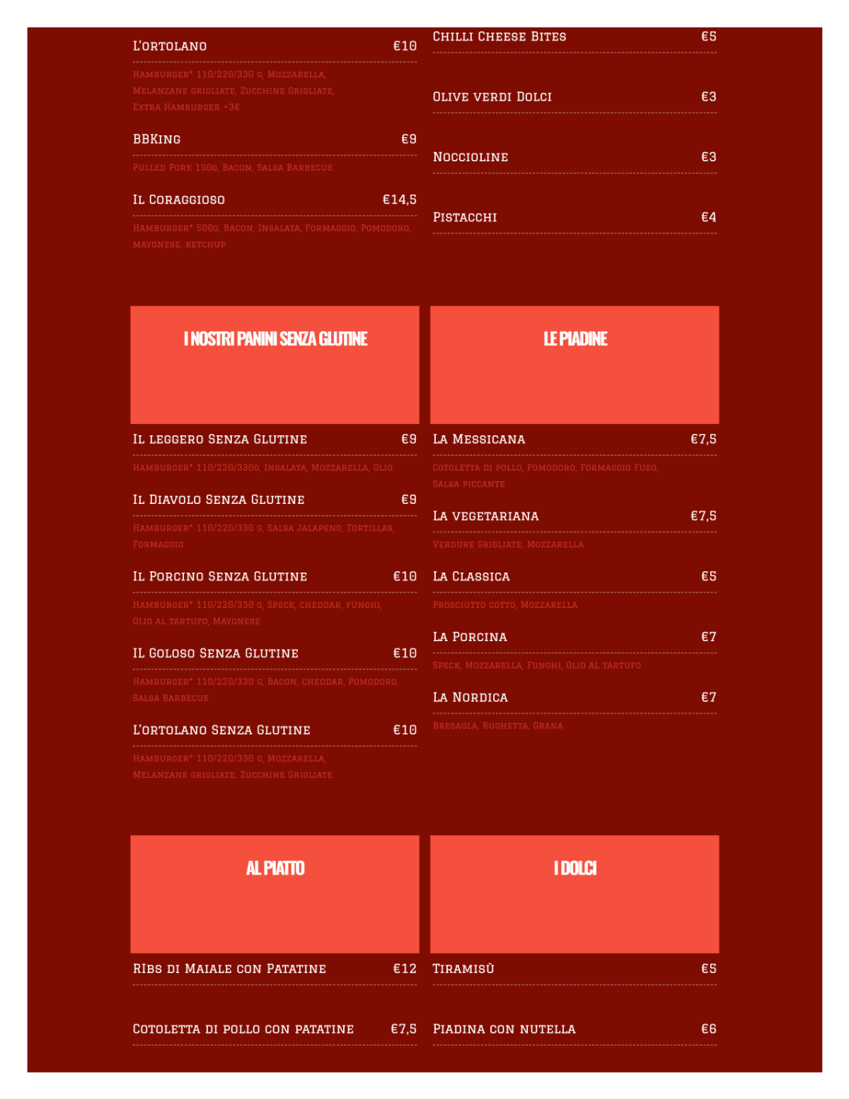 The Old Tower Pub menu