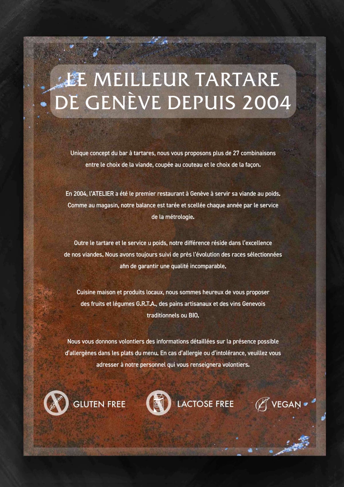 L'Atelier menu