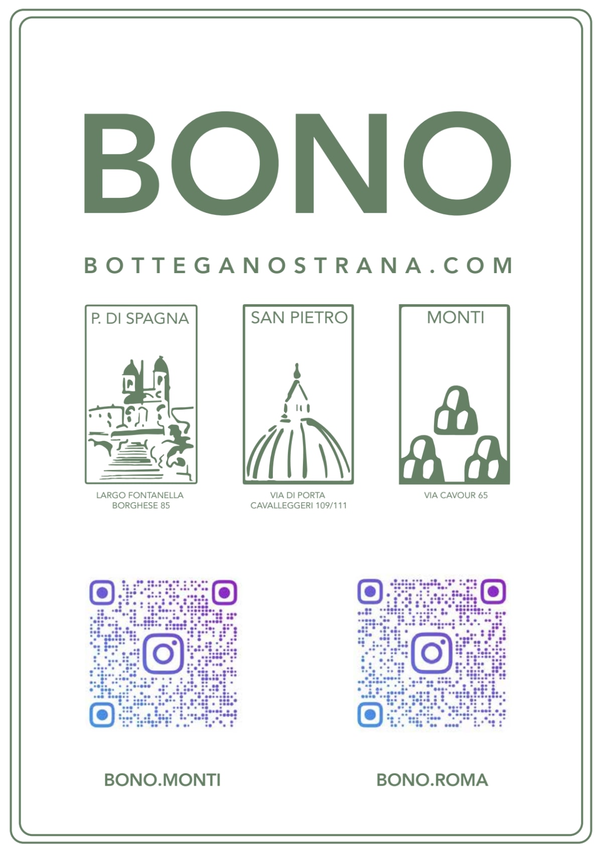 Bono Bottega Nostrana - Piazza di Spagna menu