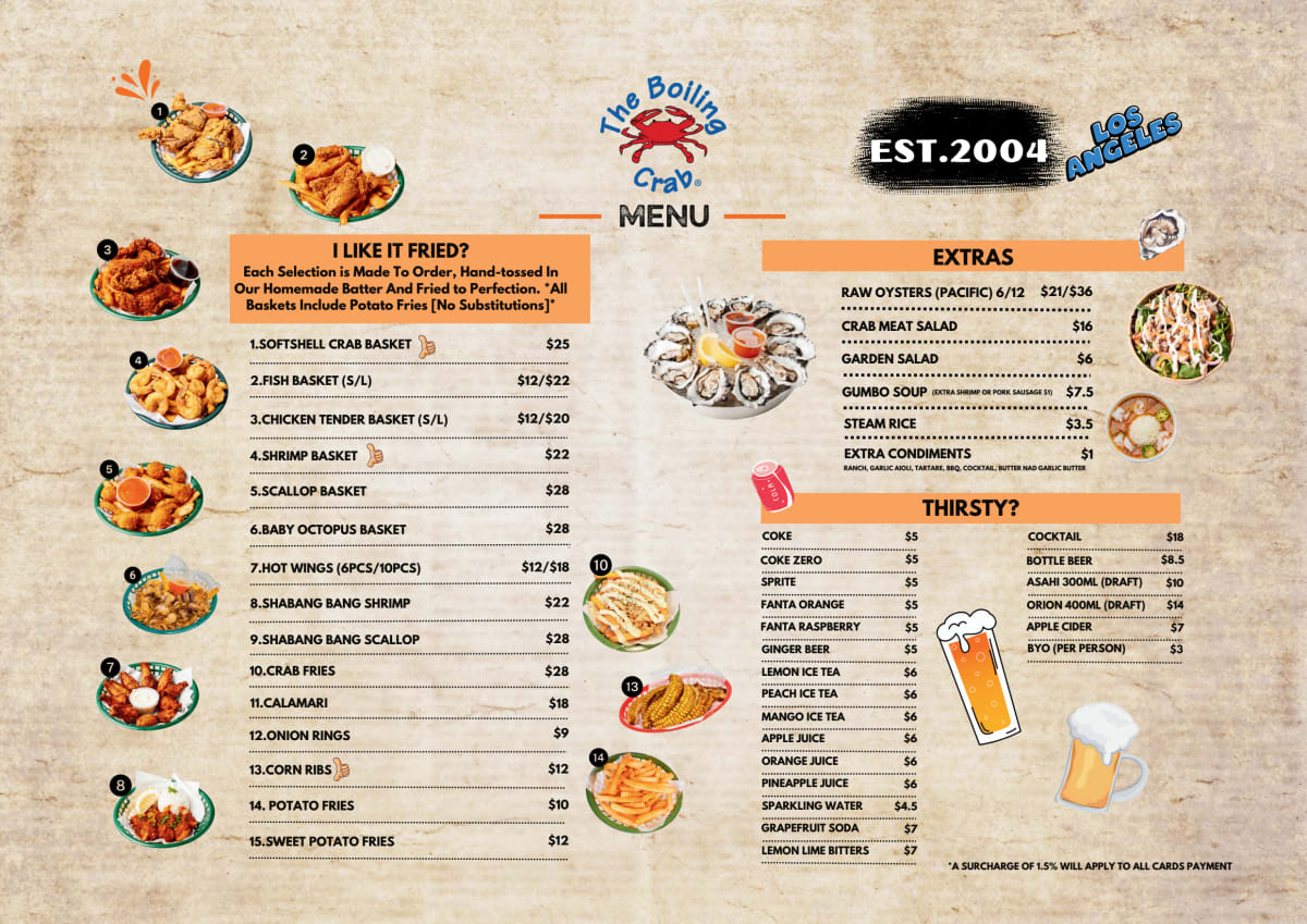 Carte et Menus 2024 The Boiling Crab Sydney CBD à Haymarket (NSW) TheFork